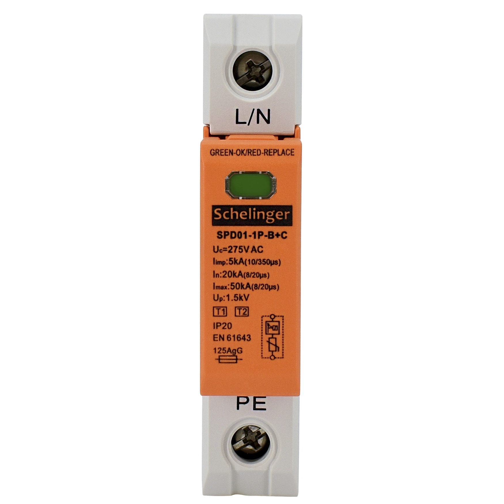 Überspannungsschutz / Blitzschutz / Photovoltaik / PV-Anlage / 1P 5kA T1+T2 B+C