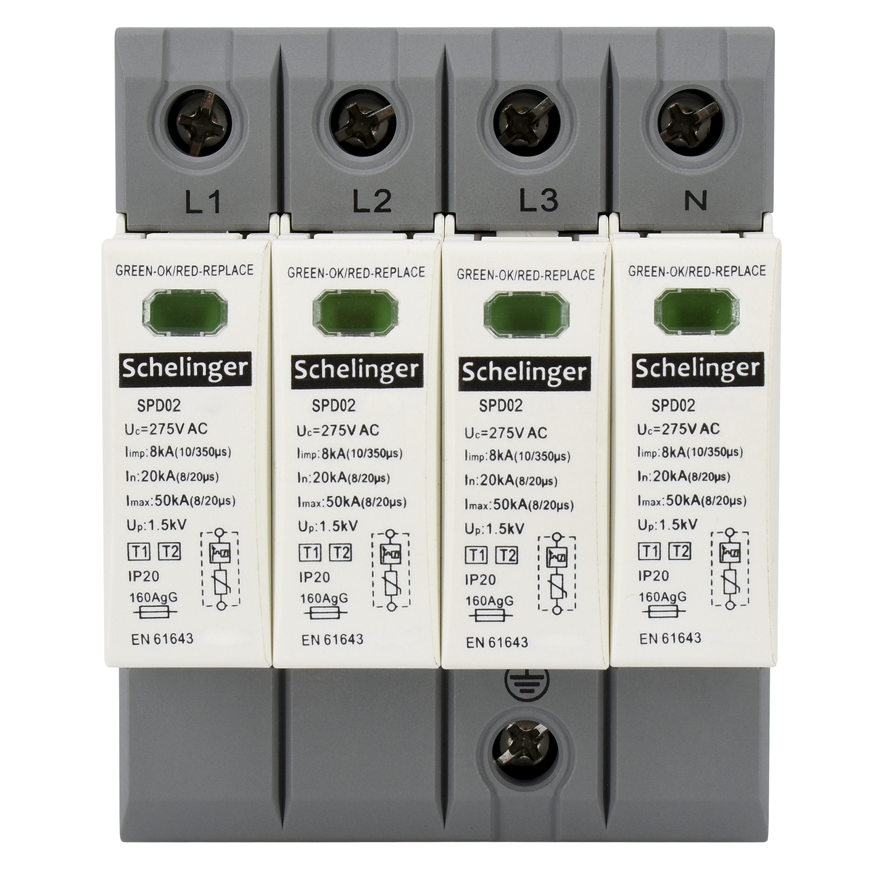 Überspannungsschutz / Blitzschutz / Photovoltaik / PV-Anlage / 4P 7kA T1+T2