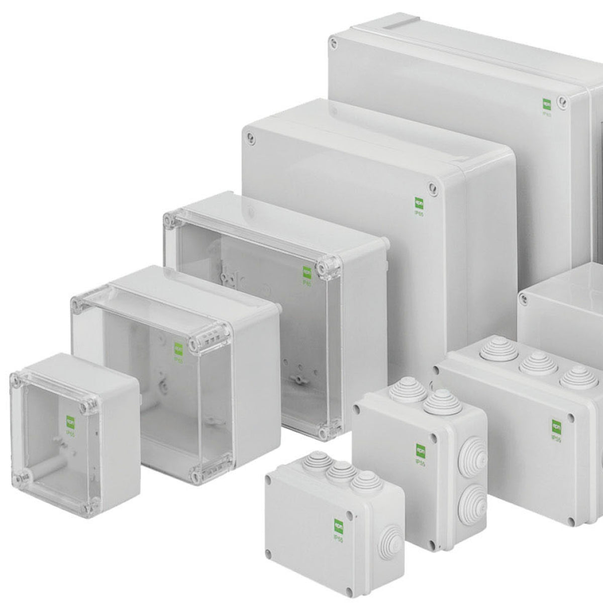 Hochwertige Abzweigdose / Industriebox / Leergehäuse / IP65 / grau mit transparenter Front