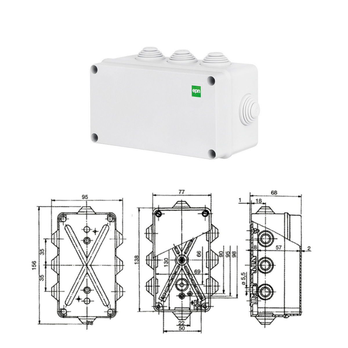 Hochwertige Abzweigdose / Industriebox / Leergehäuse / IP65 / grau mit Dichtungen / Premium-Qualität / 156x95x68 mm (8)