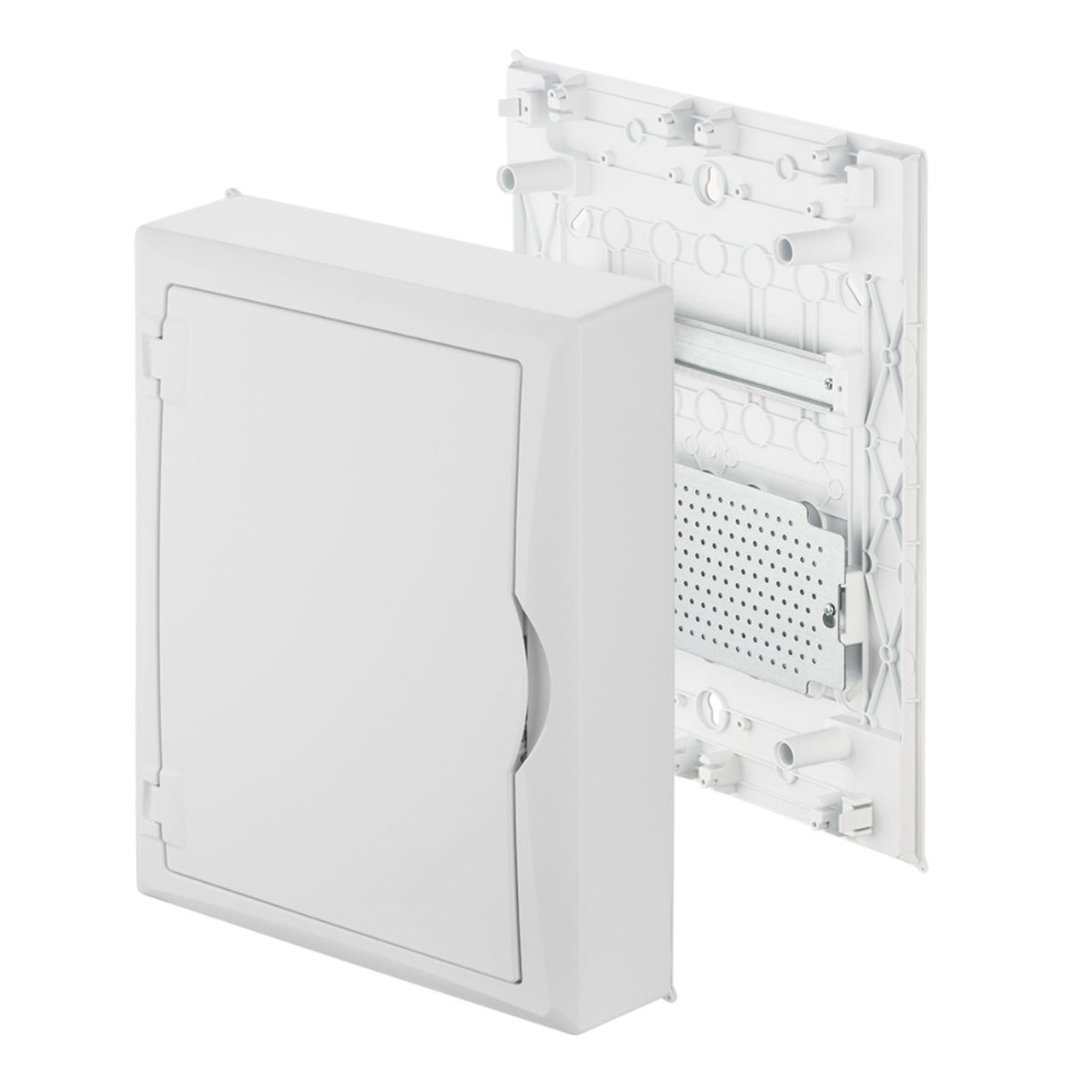 Aufputz / Verteilerkasten / Multimedia Montageplatte / mit Steckdose / Hutschiene / weiß oder transparente Tür 360 x 434 x 105 mm / weiß