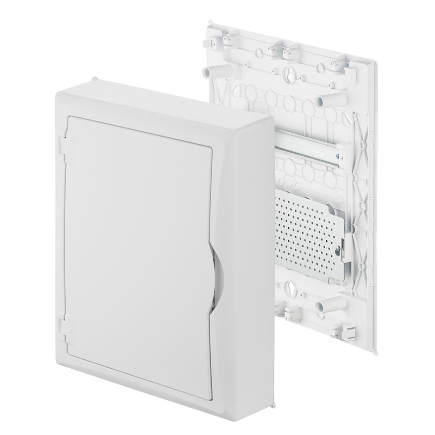 Aufputz / Verteilerkasten / Multimedia Montageplatte / mit Steckdose / Hutschiene / weiß oder transparente Tür 360 x 434 x 105 mm / weiß