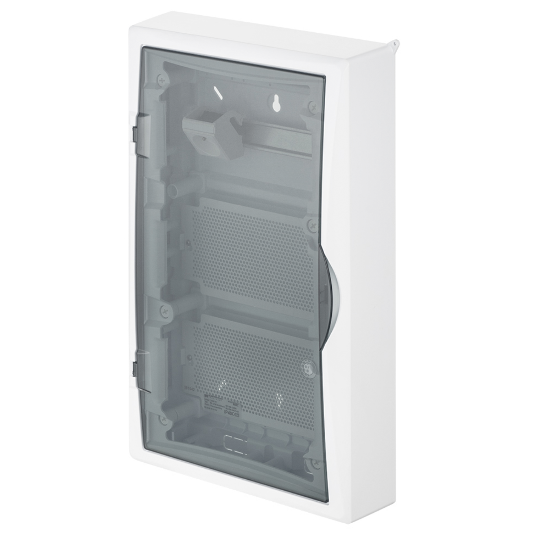 Aufputz / Verteilerkasten / Multimedia Montageplatte / mit Steckdose / Hutschiene / weiß oder transparente Tür 354 x 560 x 107 mm / transparent
