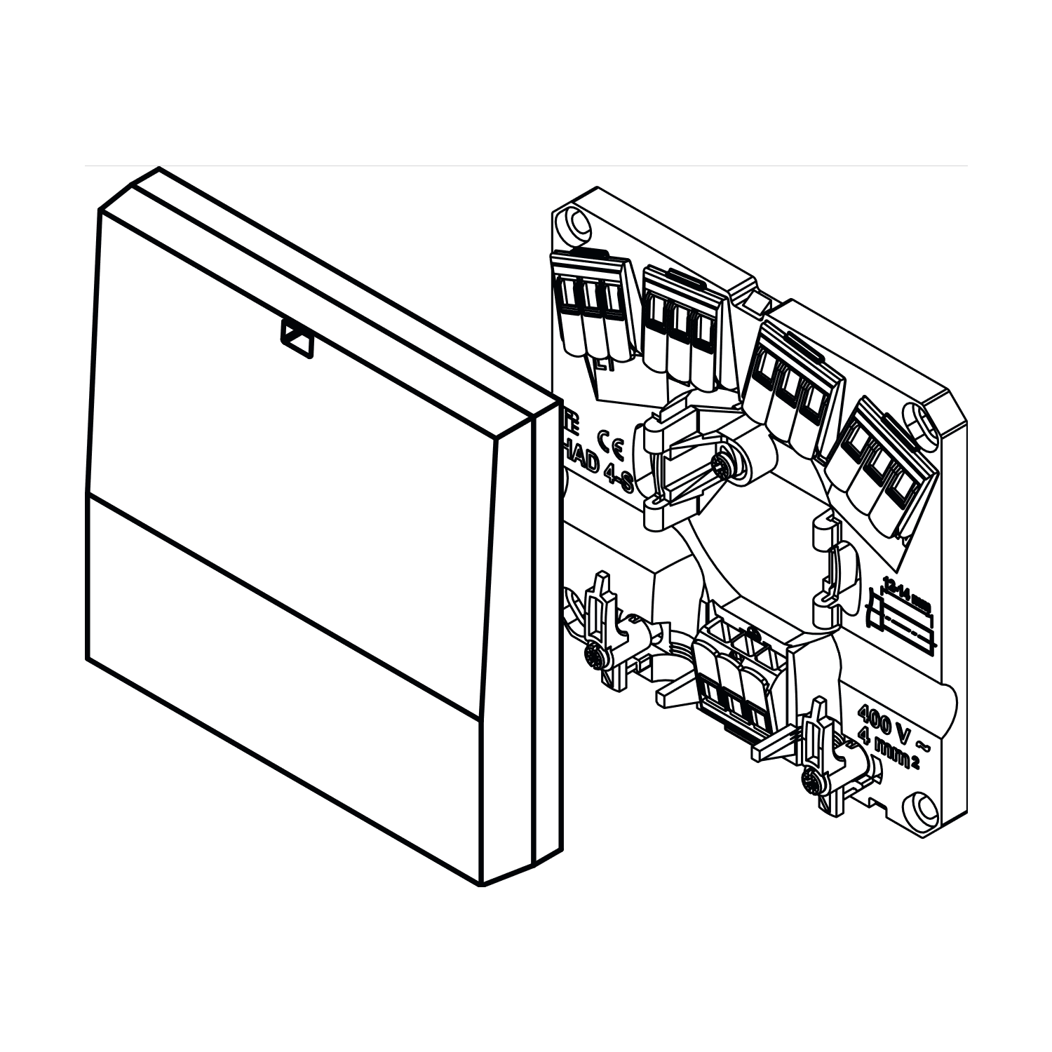 Unterputz / hochwertige Anschlussdose / Anschlusskosten für Haushaltsgeräte / HAD 4-S N/T-P/T / mit Schnellsteckern / WAGO bis 6mm^2 / (5 × 2,5 mm², 3 × 4 mm²)