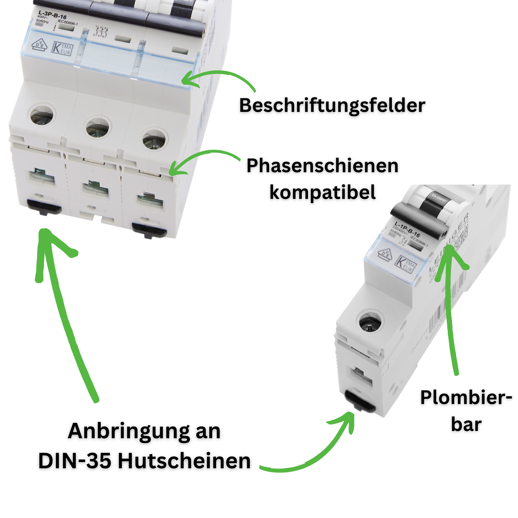 Leiniger Leitungsschutzschalter / LS-Schalter / 1-Polig / 3-Polig / B / C / 6kA / 2A-63A / VDE geprüft