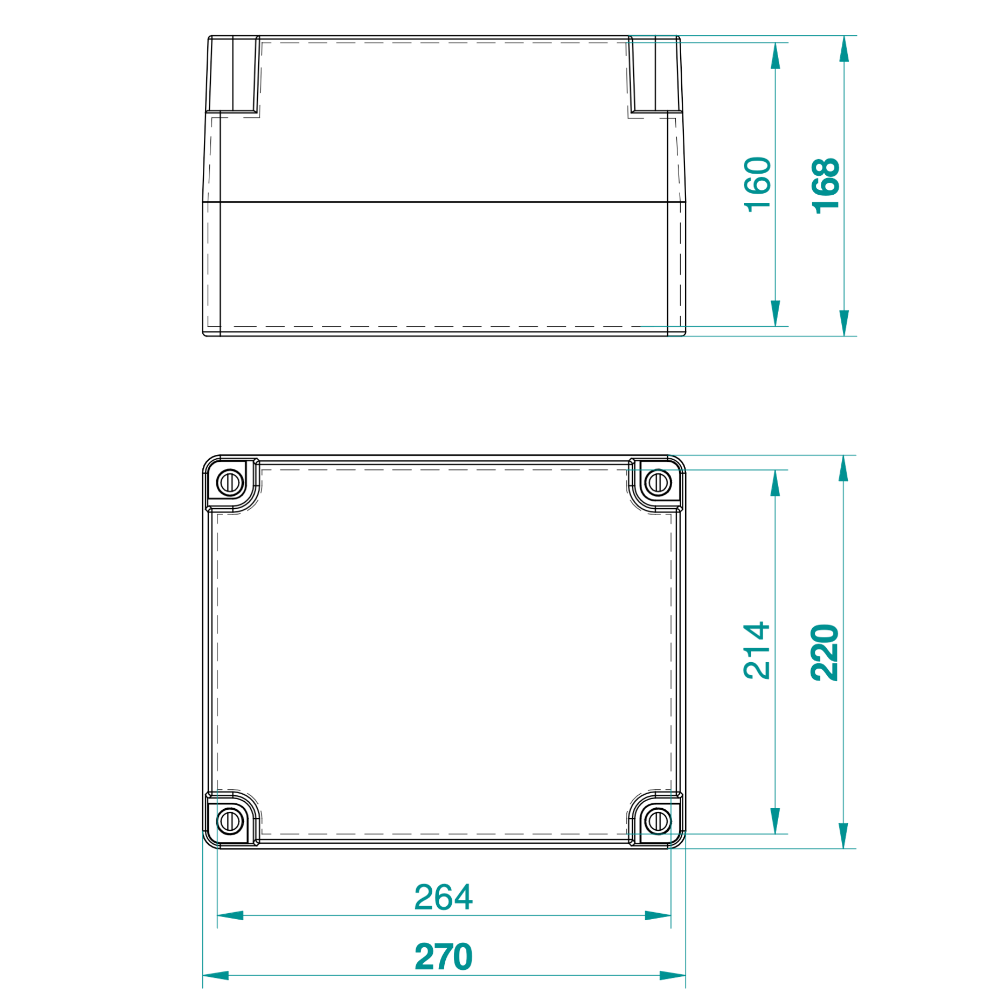 Hochwertige Abzweigdose / Industriebox / Leergehäuse / IP65 / hellgrau / Premium-Qualität / Abmessungen: 270 x 220 x 168