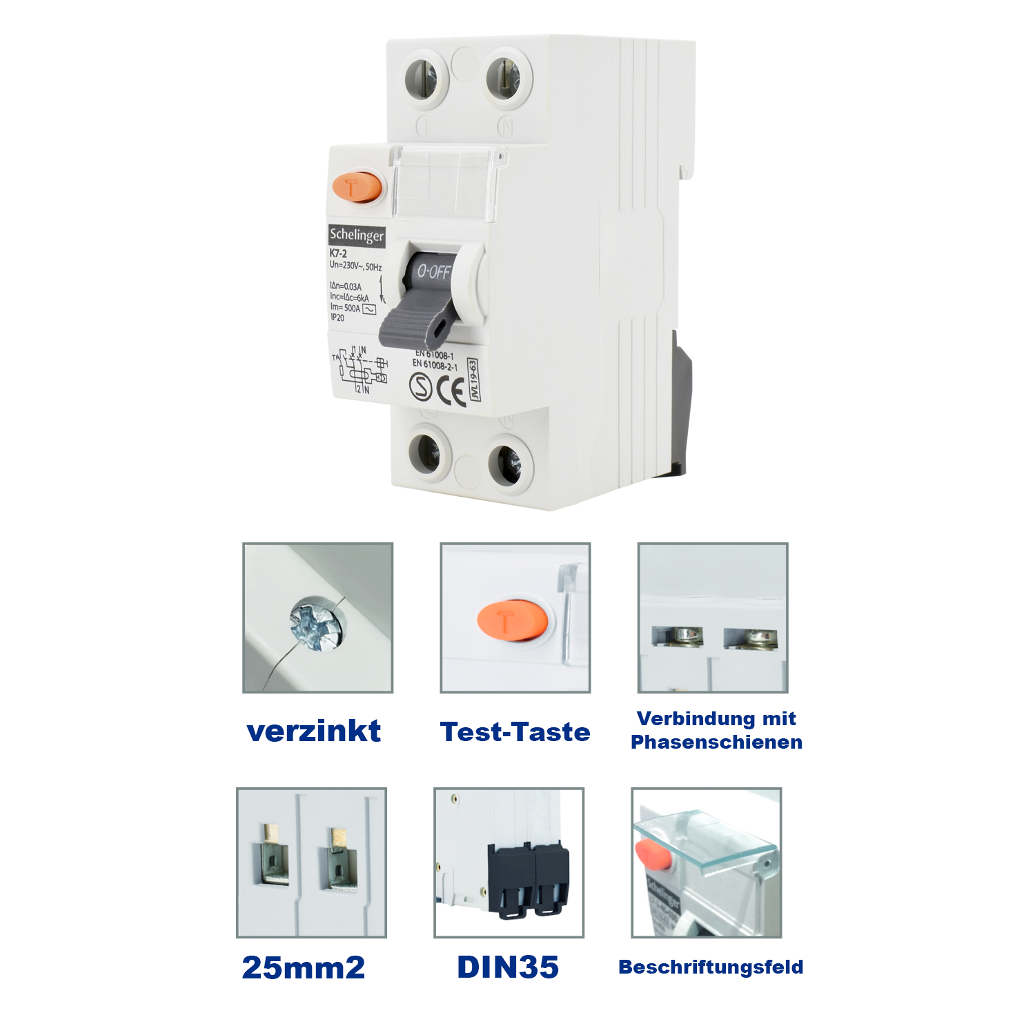 Schelinger Fehlerstromschutzschalter / FI-Schalter / 2-Polig oder 4-Polig / 30mA / 25A / 40A / 63A