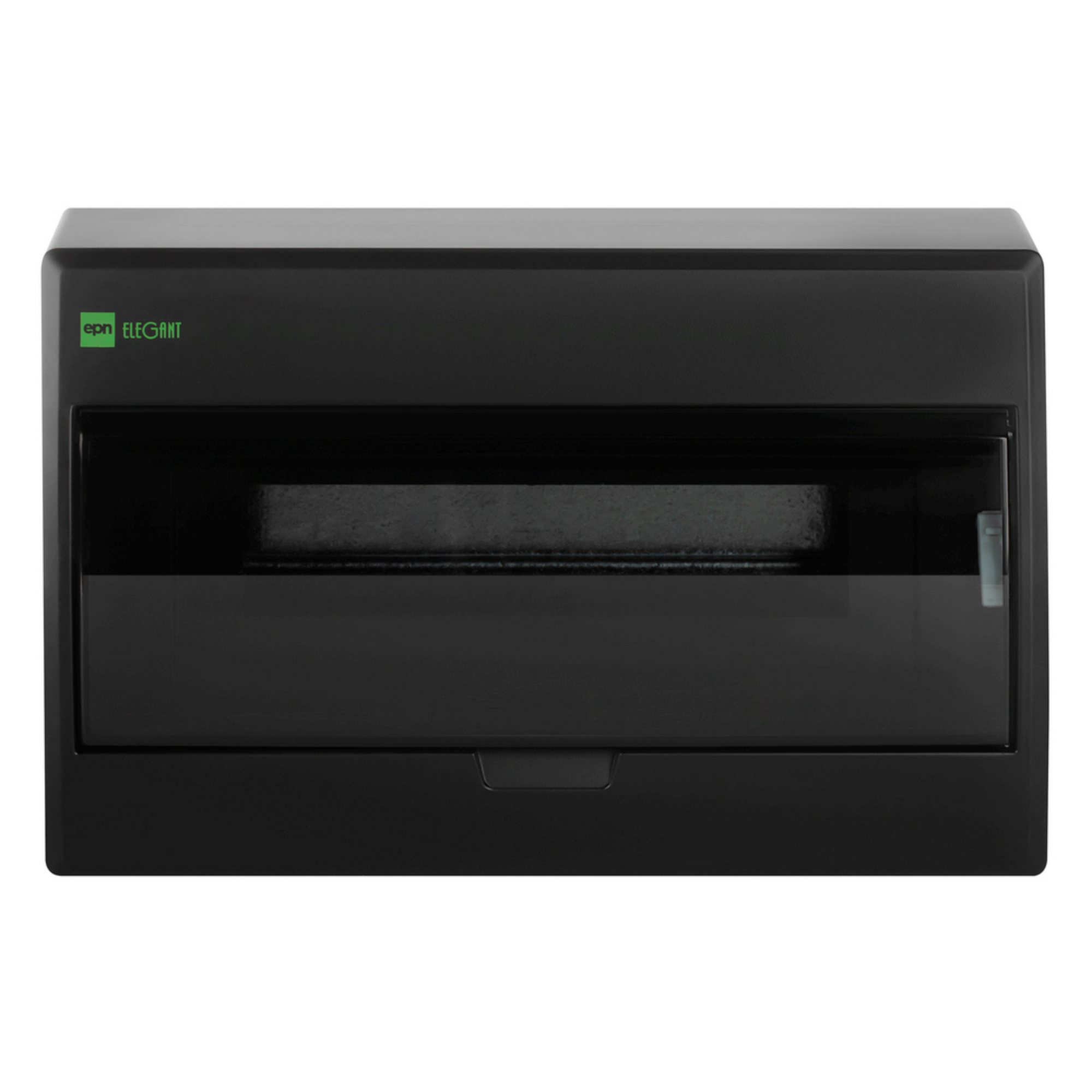 Aufputz und Unterputz / Sicherungskasten / Verteilerkasten / IP 40 / 1-Reihig für 12 Module / mit PE-/N-Klemmen / modernes schwarz