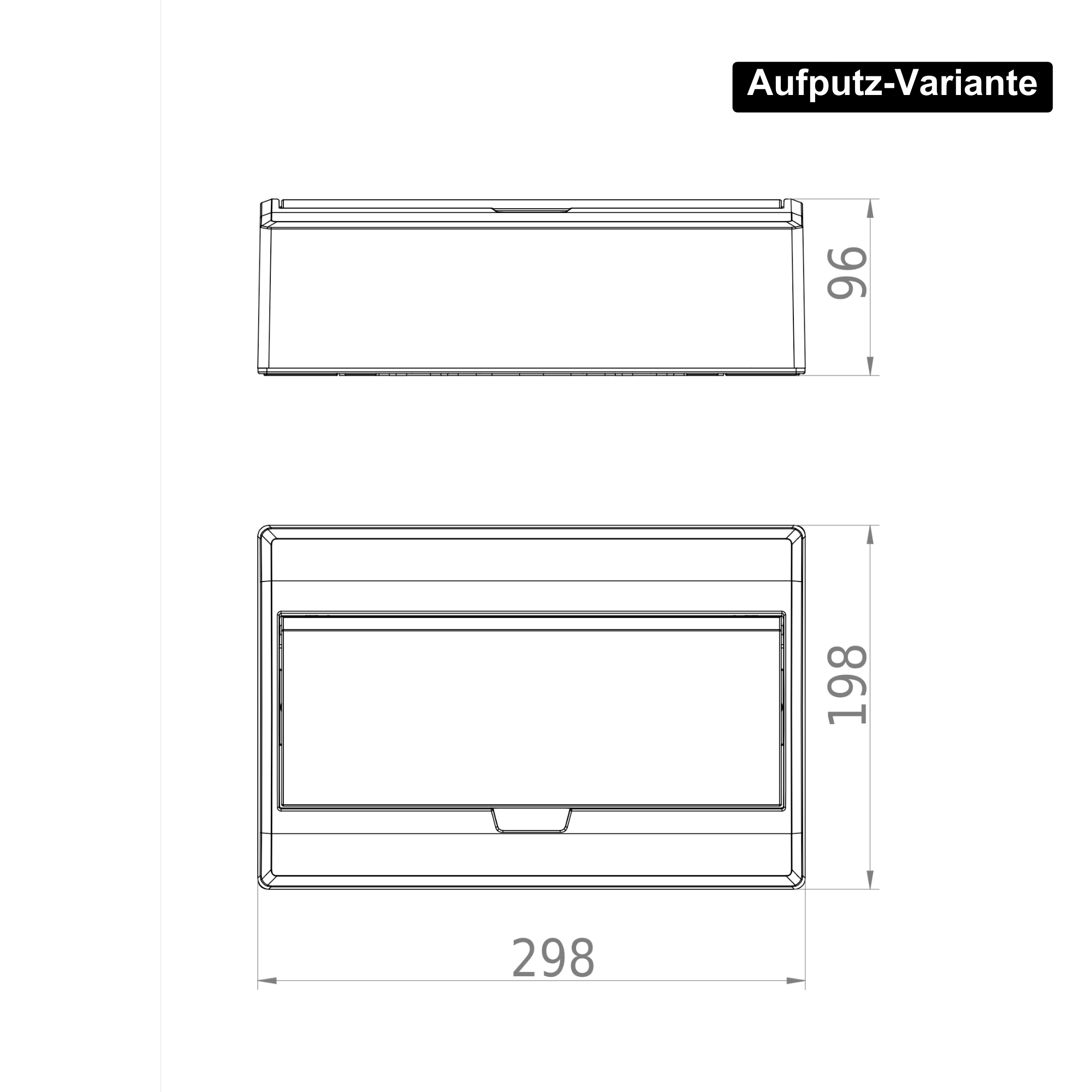 Aufputz und Unterputz / Sicherungskasten / Verteilerkasten / IP 40 / 1-Reihig für 12 Module / mit PE-/N-Klemmen / modernes schwarz