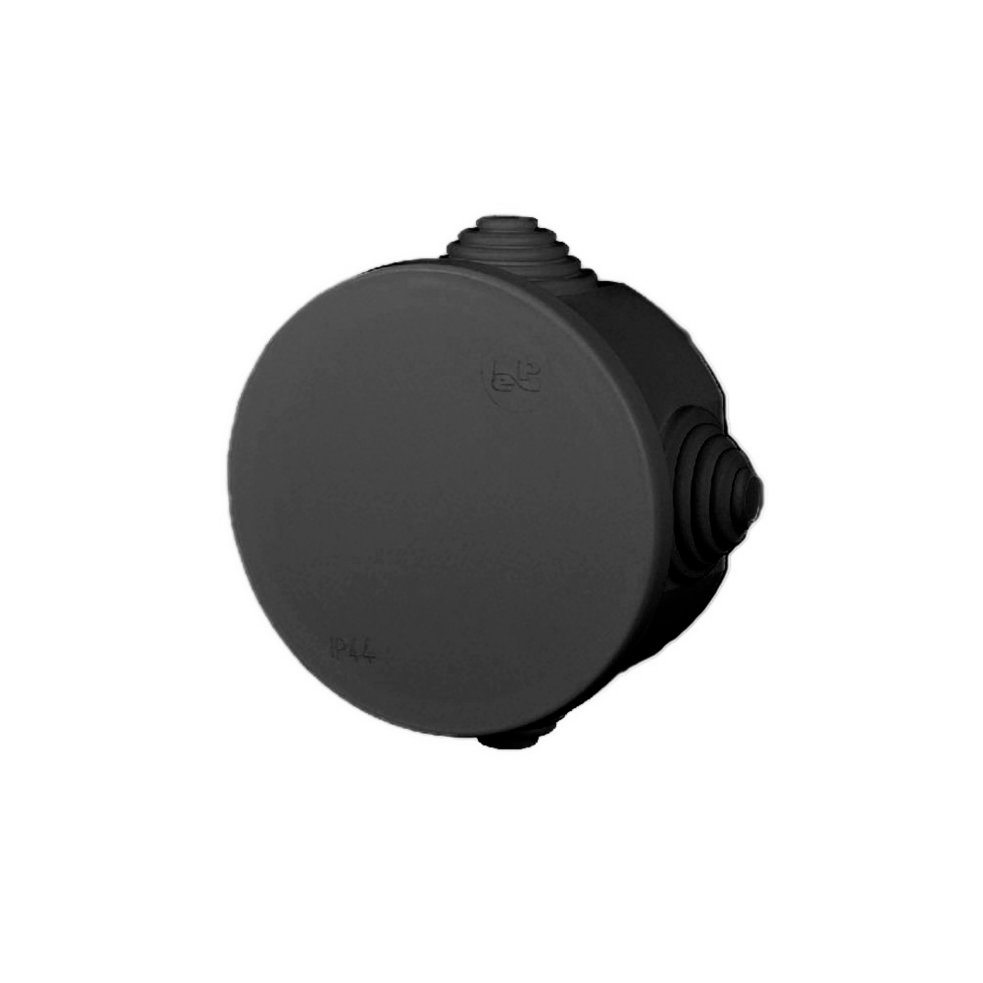 moderne schwarze Abzweigdose, Verteilerdose, Klemmdose / IP 55, feuchtraumgeeignet / halogenfrei / 4, 7, 10 oder 12 Kabeleinführungsmöglichkeiten / rund oder eckig rund / 4 Kabeleinführungen