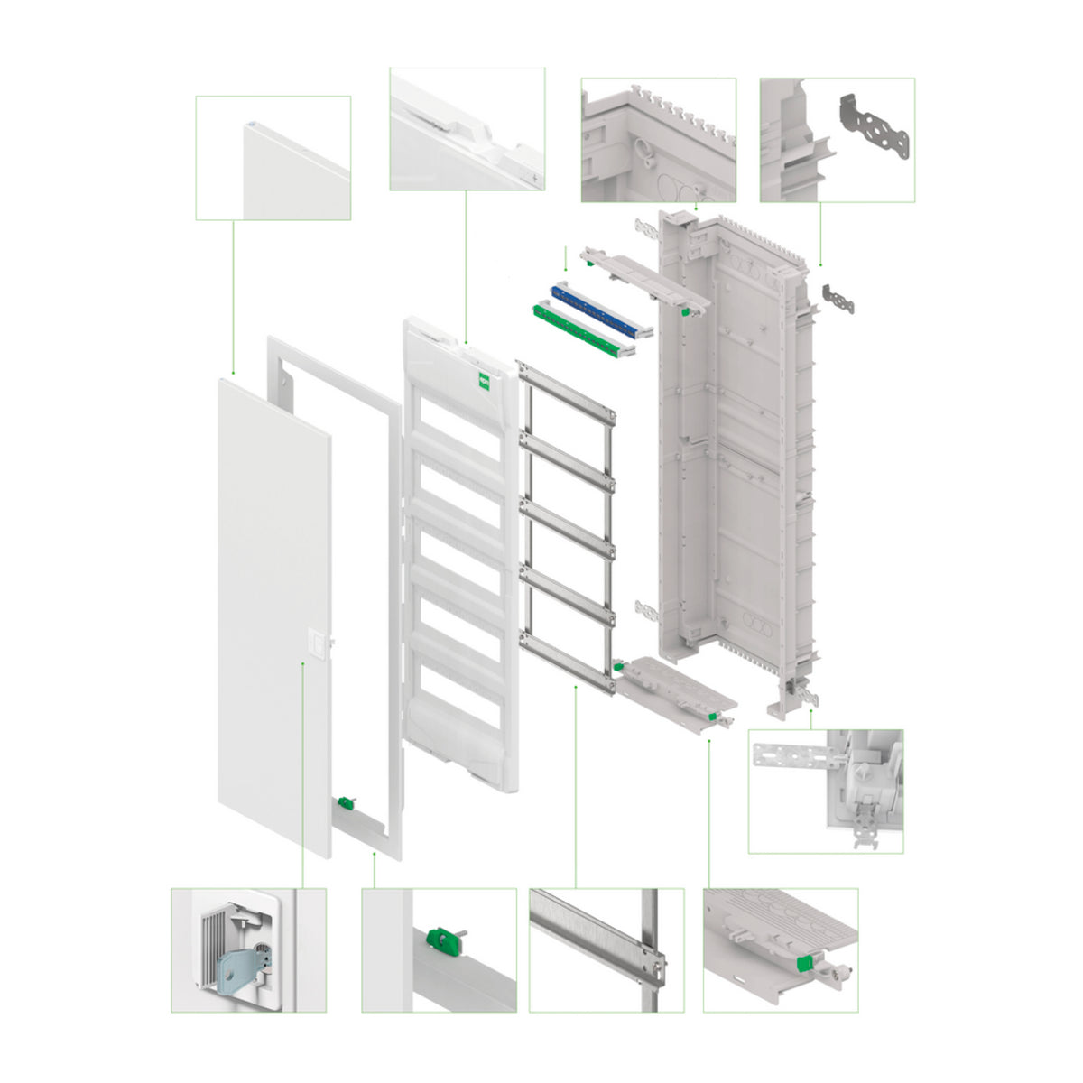 Unterputz / Sicherungskasten / Verteilerkasten / 5-reihig für 72 Module