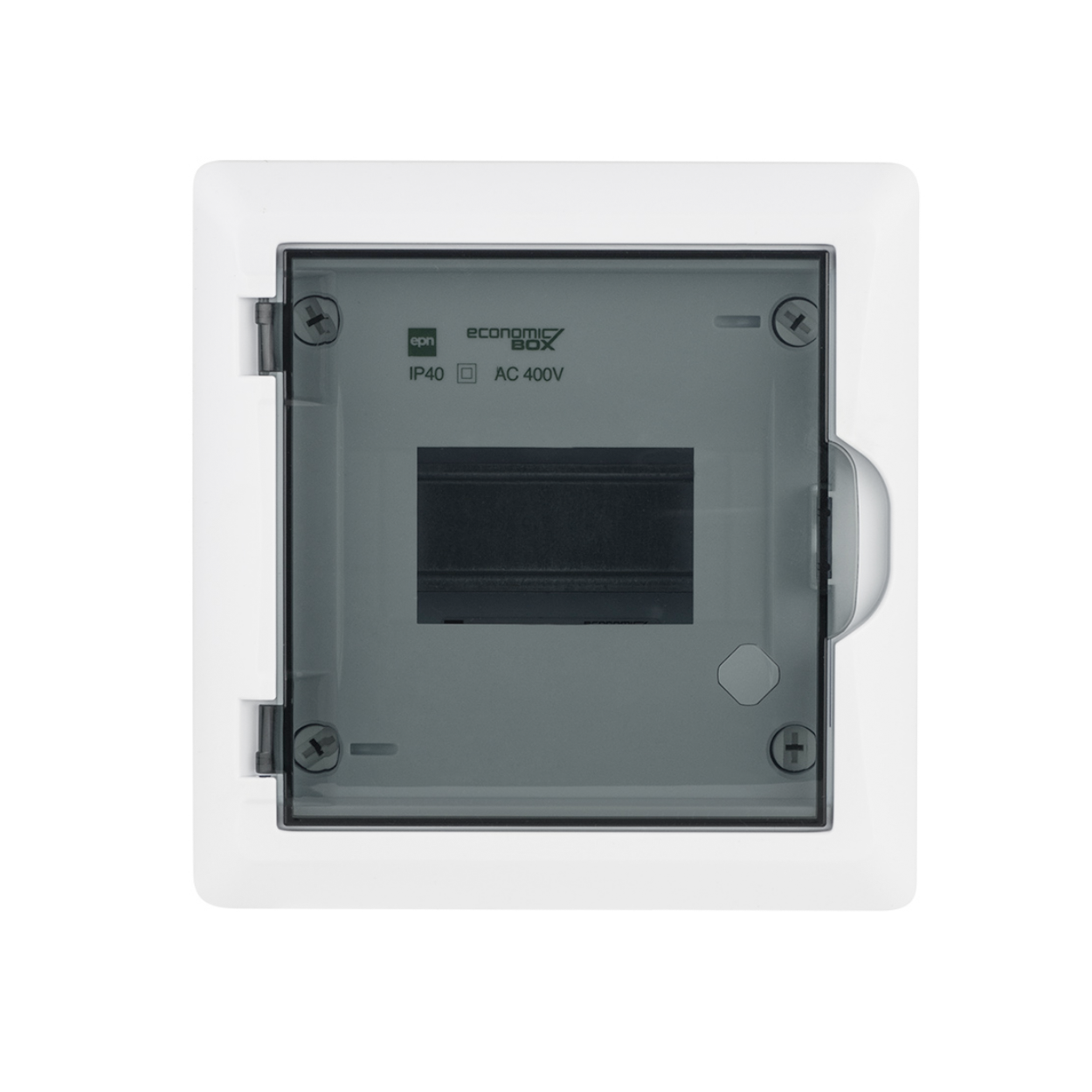 Aufputz / Verteilerkasten / Sicherungskasten / Kleinverteiler / IP40 / mit PE N Klemmen / weiß / Tür getönt / 1-reihig für 6 Module