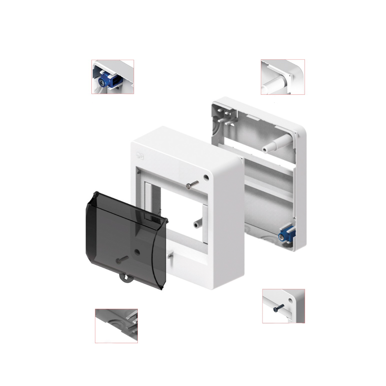 Aufputz / Sicherungskasten / Kleinverteiler / Verteilerkasten / IP 30 / 1-reihig für 4 Module