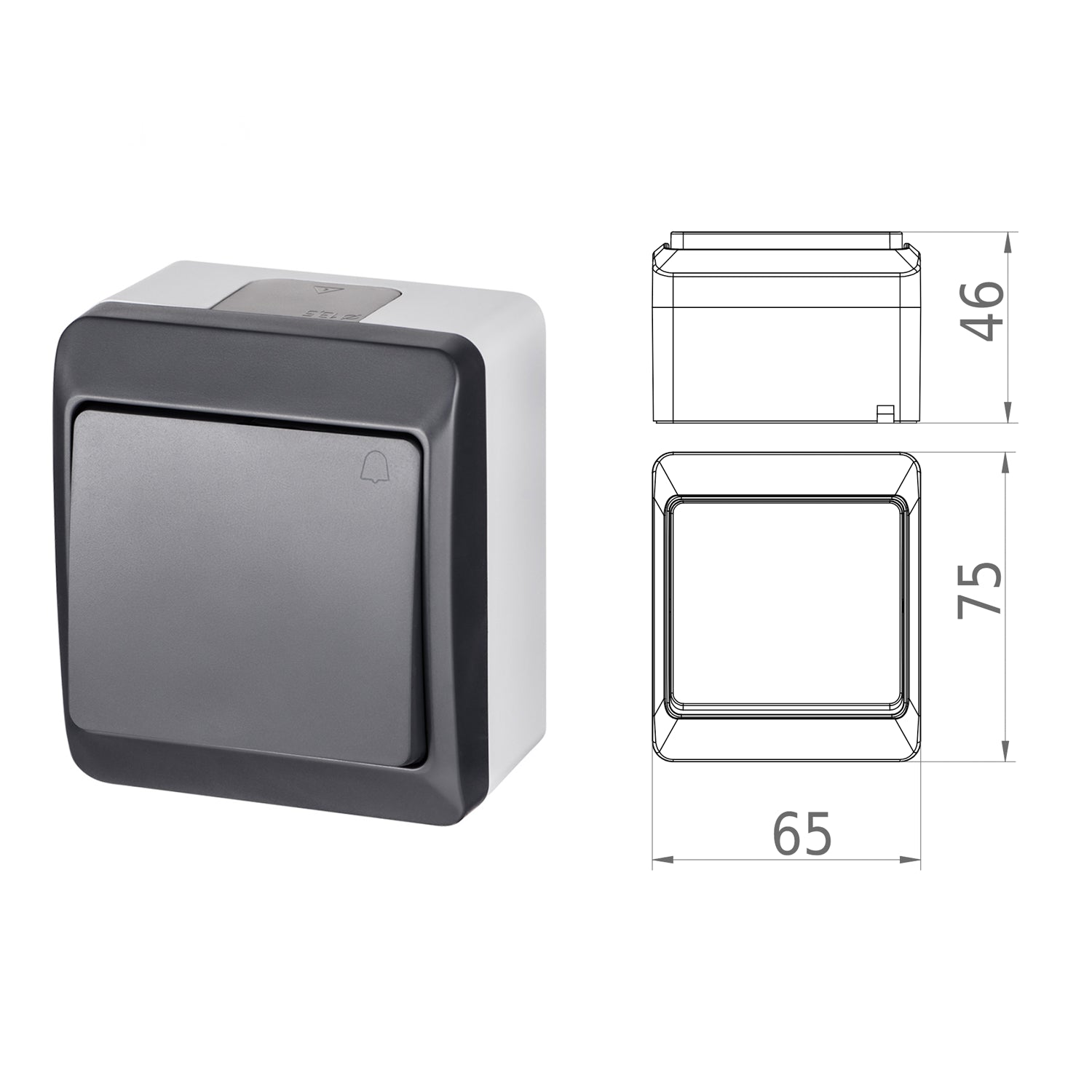 Aufputz-Serie anthrazit IP44 (Lichtschalter / Wechselschalter, Doppelschalter, Klingeltaster, 1-fach / 2-fach / 3-fach Steckdose)