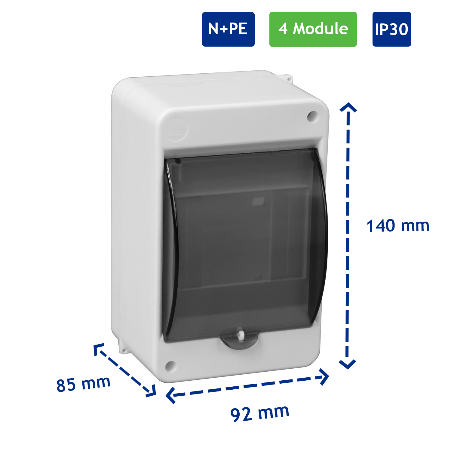 Sicherungskasten Verteilerkasten Kleinverteiler Aufputz IP30 PE N 400V AP 1-reihig für 4 Module