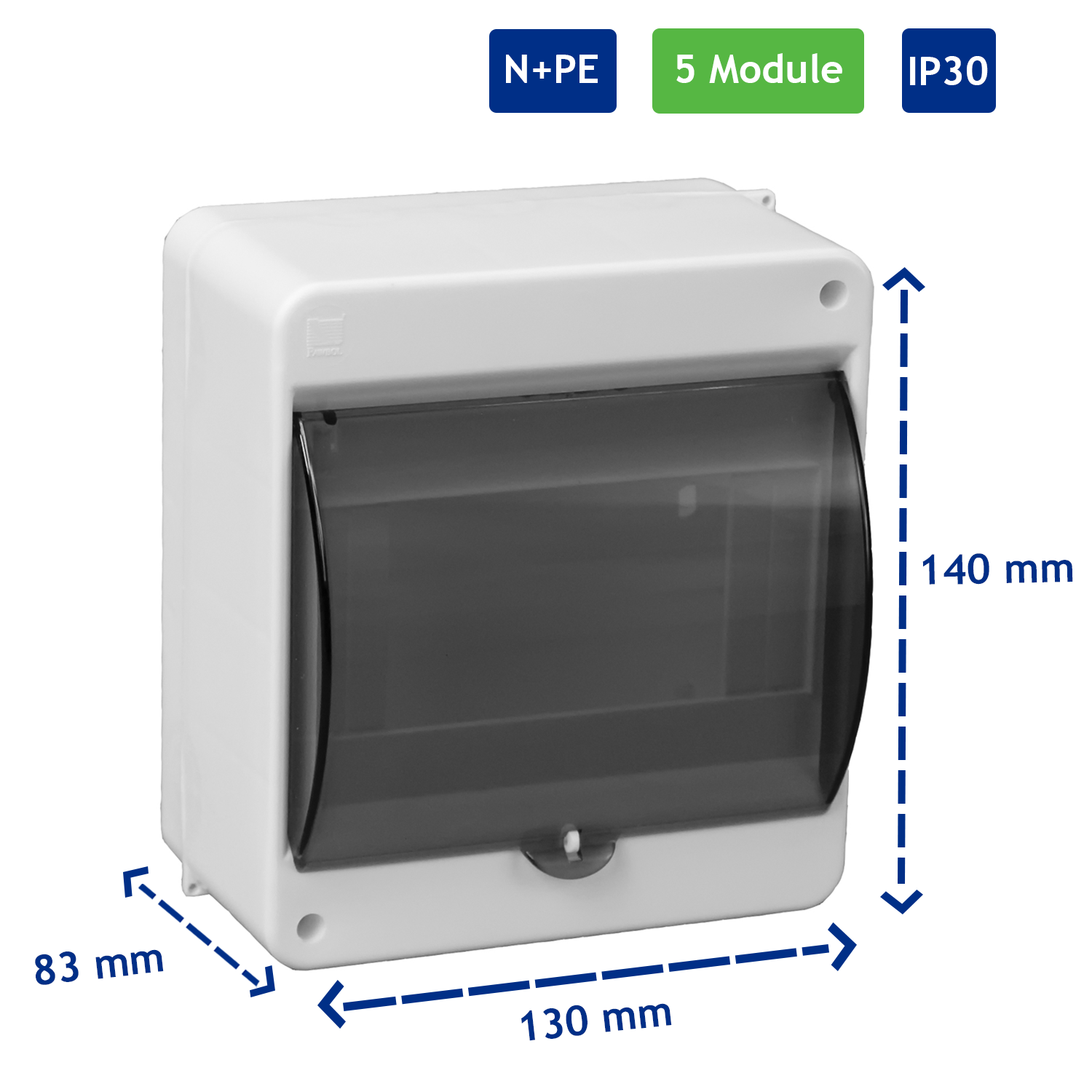 Sicherungskasten Verteilerkasten Kleinverteiler Aufputz IP30 PE N 400V AP 1-reihig für 6 Module