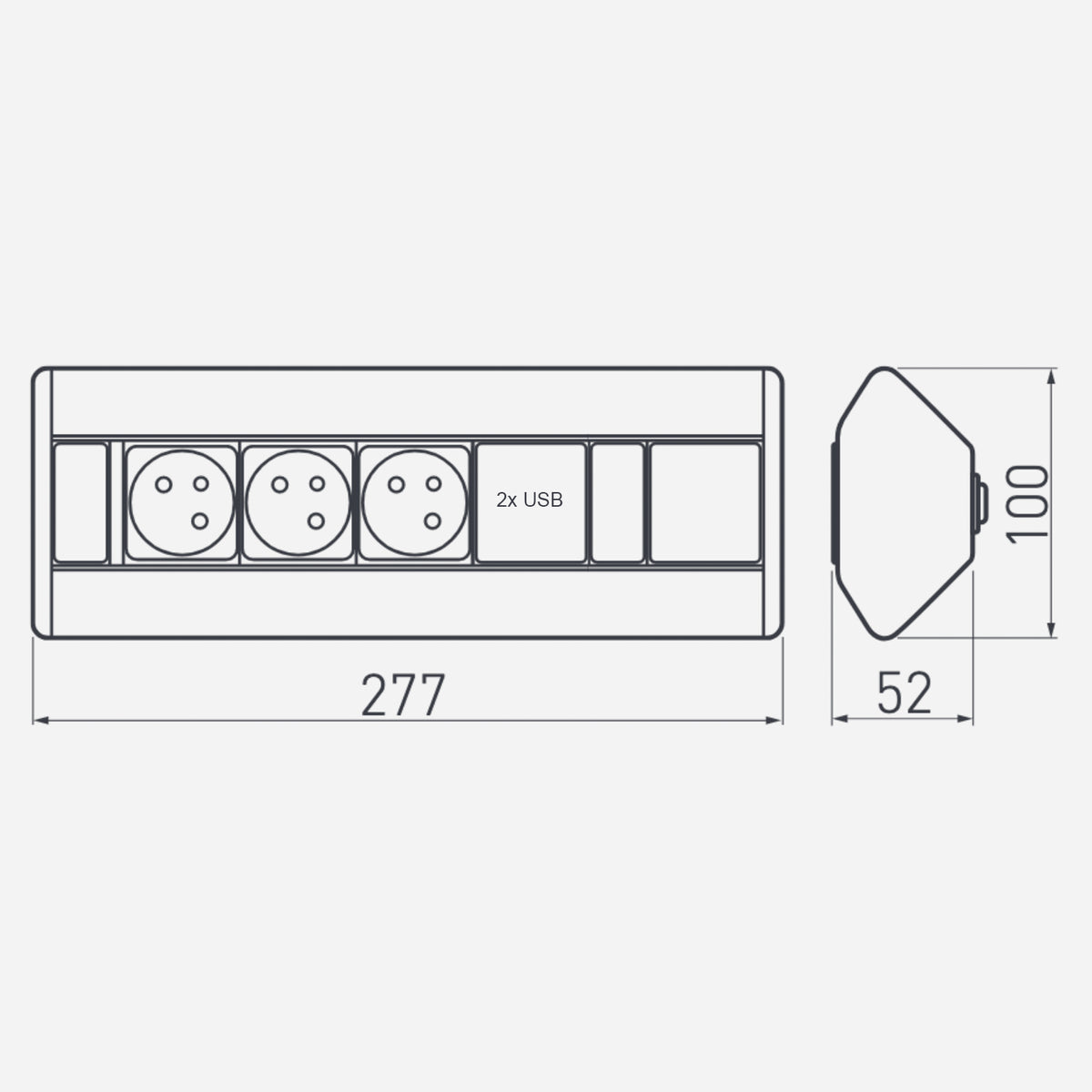 3-fach Ecksteckdose Tischsteckdose Bodensteckdose / mit 2 USB Anschlüssen / ideal für Küche Büro / silber schwarz