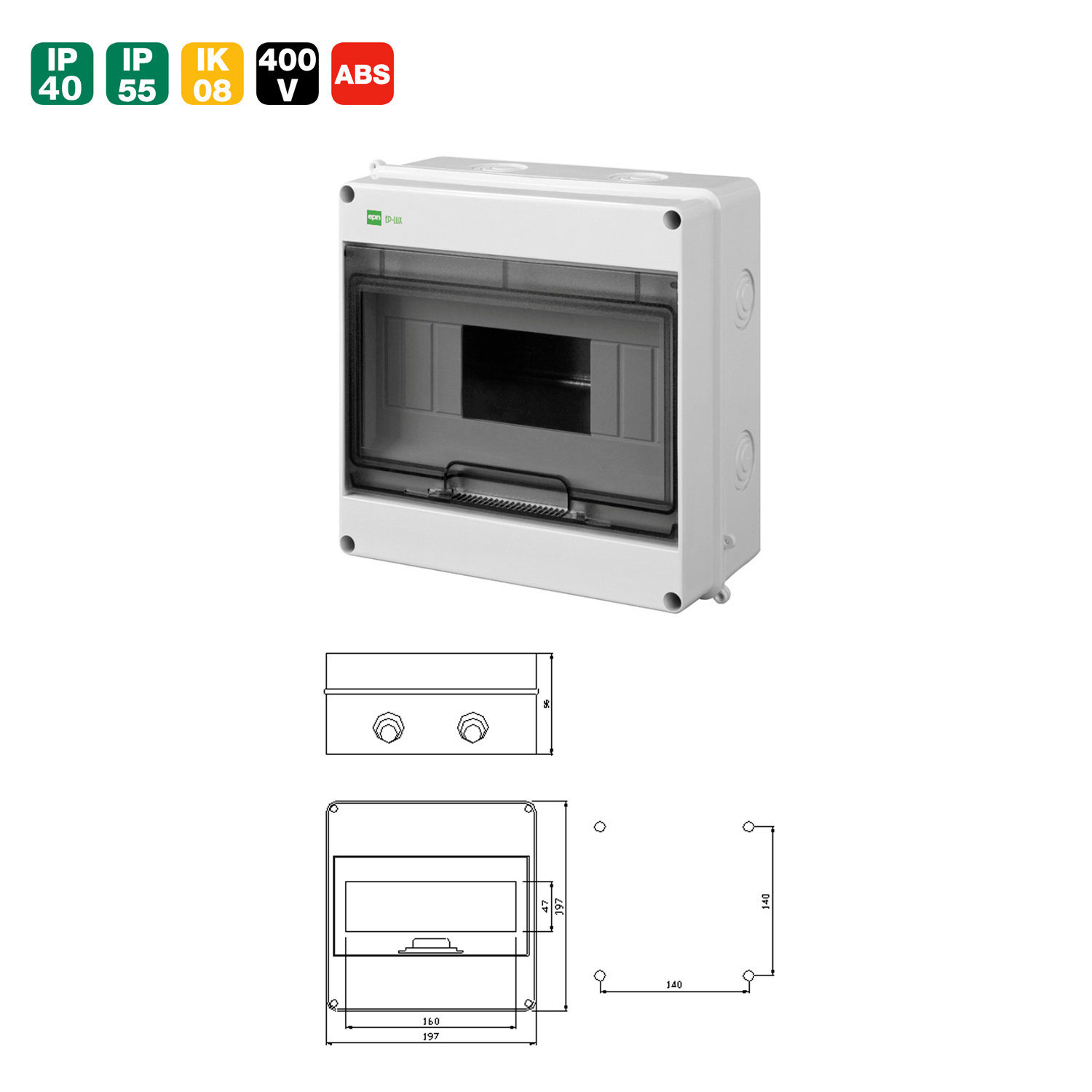 Aufputz / Sicherungskasten / Verteilerkasten / Kleinverteiler / IP55 / IP65 / feuchtraumgeeignet