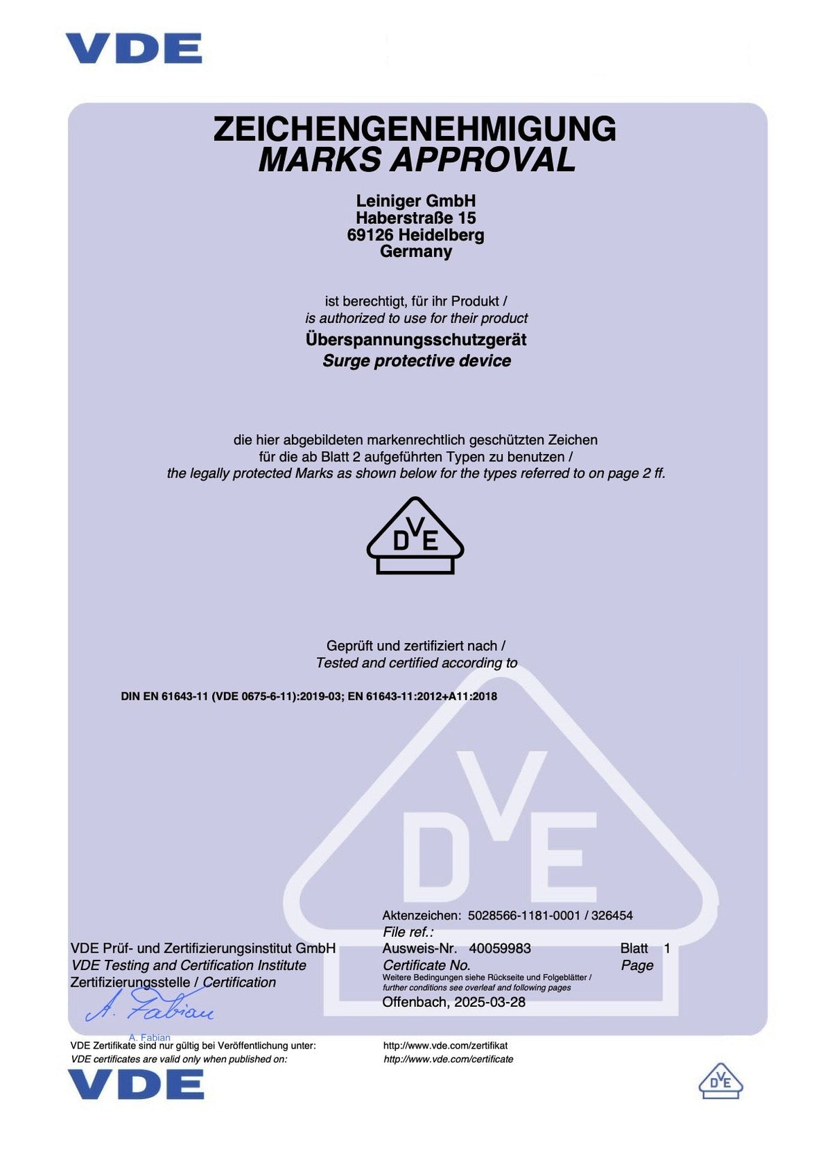 Leiniger AC Überspannungsschutz T1T2 / Überspannungsableiter / 4-Polig / geprüft nach Klasse I+II, Typ 1+2 (B+C), hoher maximaler Ableitstrom von 50 kA / Hauptverteilungsschutz, PV-Schutz, E-Ladestationsschutz