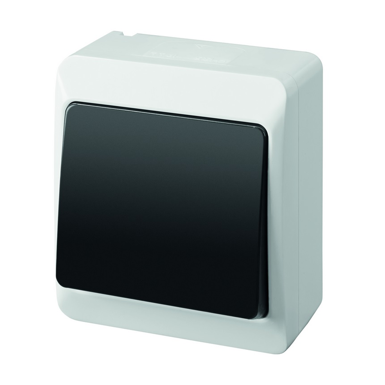 Aufputz-Serie grau transparent IP44 (Lichtschalter/Wechselschalter, Doppelschalter, Klingeltaster, 1-fach/2-fach/3-fach Steckdose)