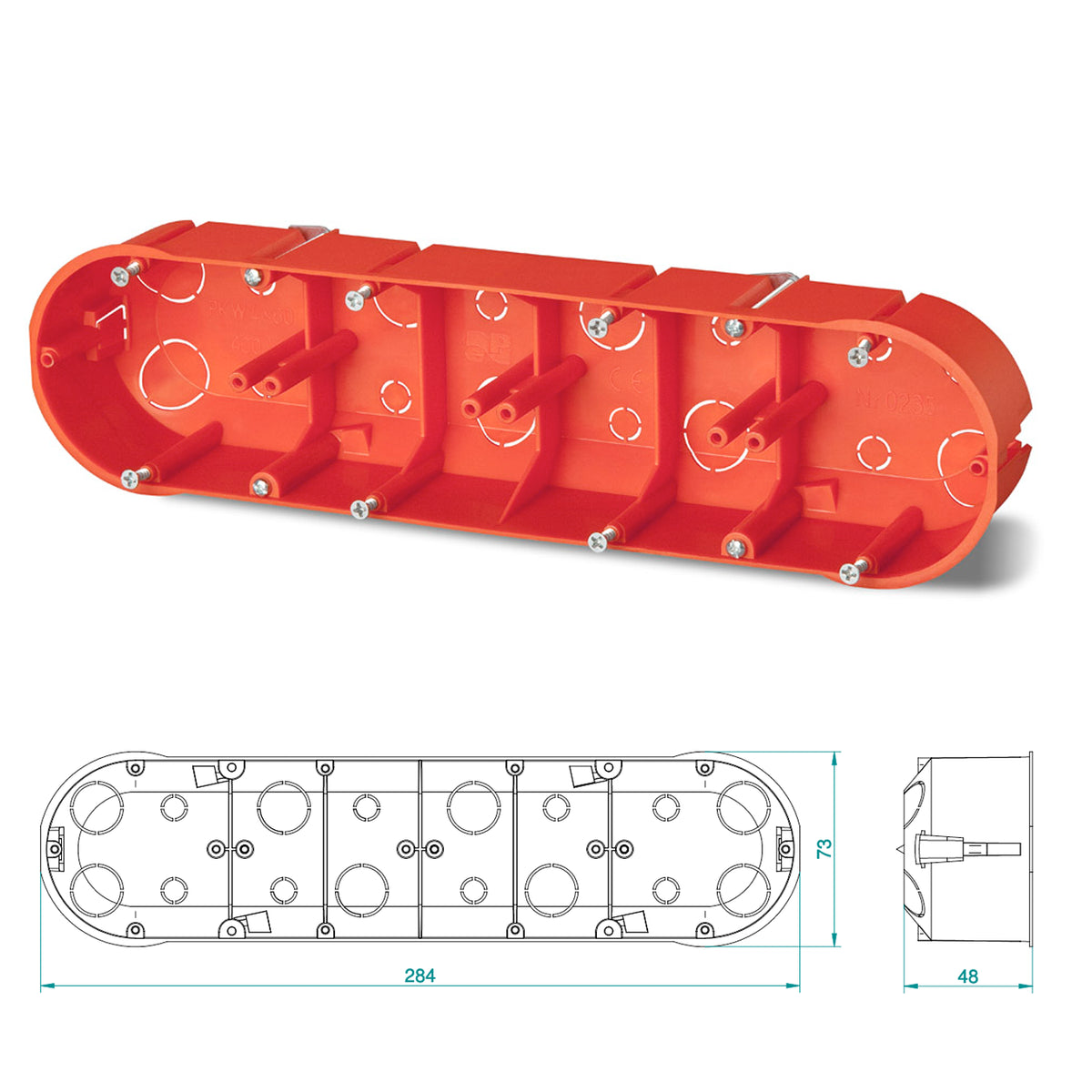 Hohlwanddosen Hohlraumdose / Unterputzdose Mehrfachdose Abzweigdose / 5er 10er 25er 0235-00: 4-fach Hohlraumdose 5 Stück