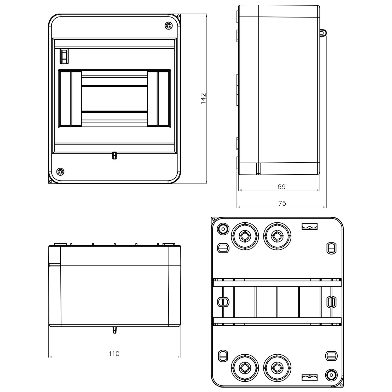 Sicherungskasten Verteilerkasten Kleinverteiler Aufputz IP30 PE N 400V AP / kompakt / ohne Abdeckung 1-reihig für 5 Module