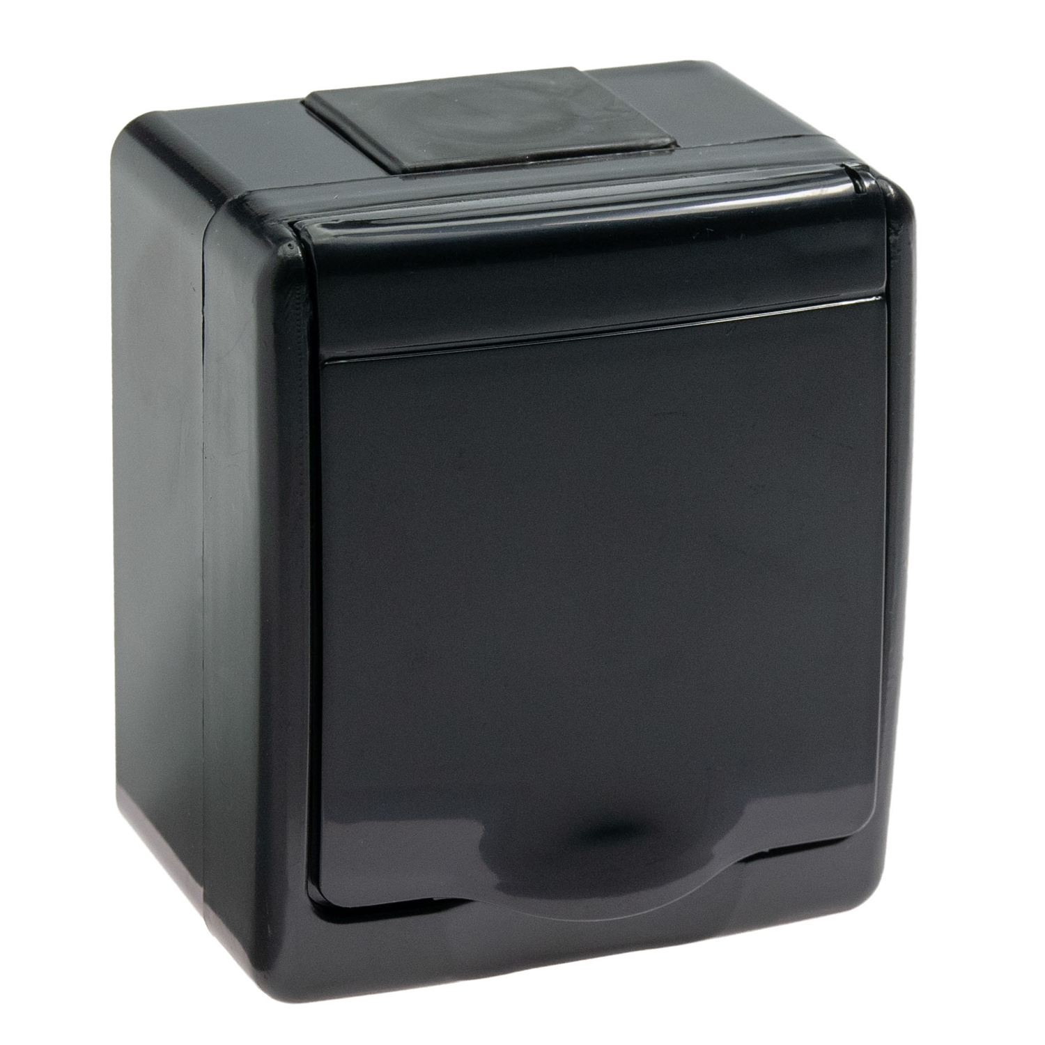 Aufputz-Serie in schwarz: Lichtschalter / Wechselschalter / Taster / Doppelschalter / Steckdose 1-fach, 2-fach oder 3-fach / Feuchtraum, IP44 1-fach Steckdose
