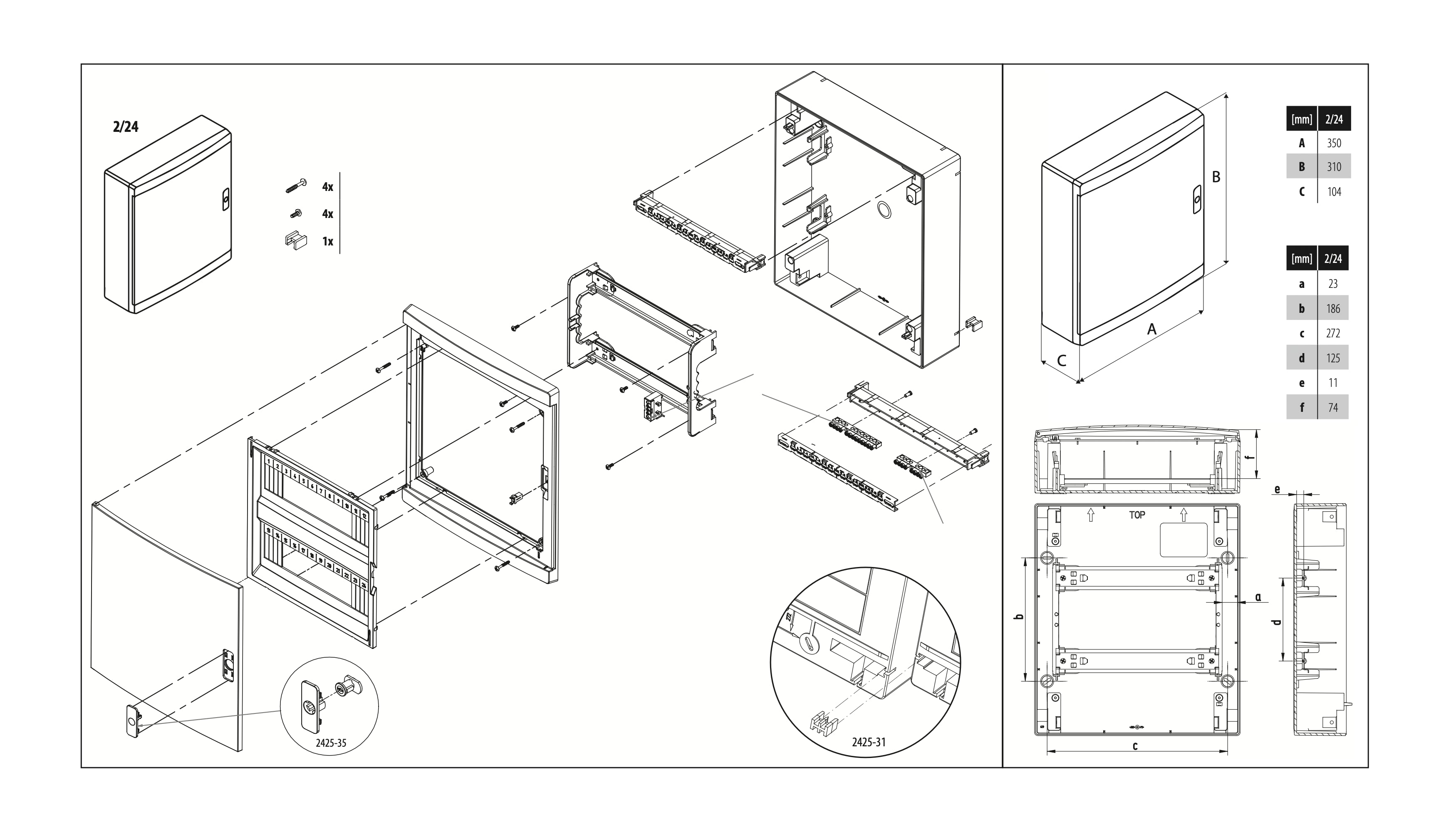 Aufputz / Sicherungskasten / Verteilerkasten / Kleinverteiler / / abschließbar / IP 40 / Serie ELEGANT / Variante mit weißer Tür