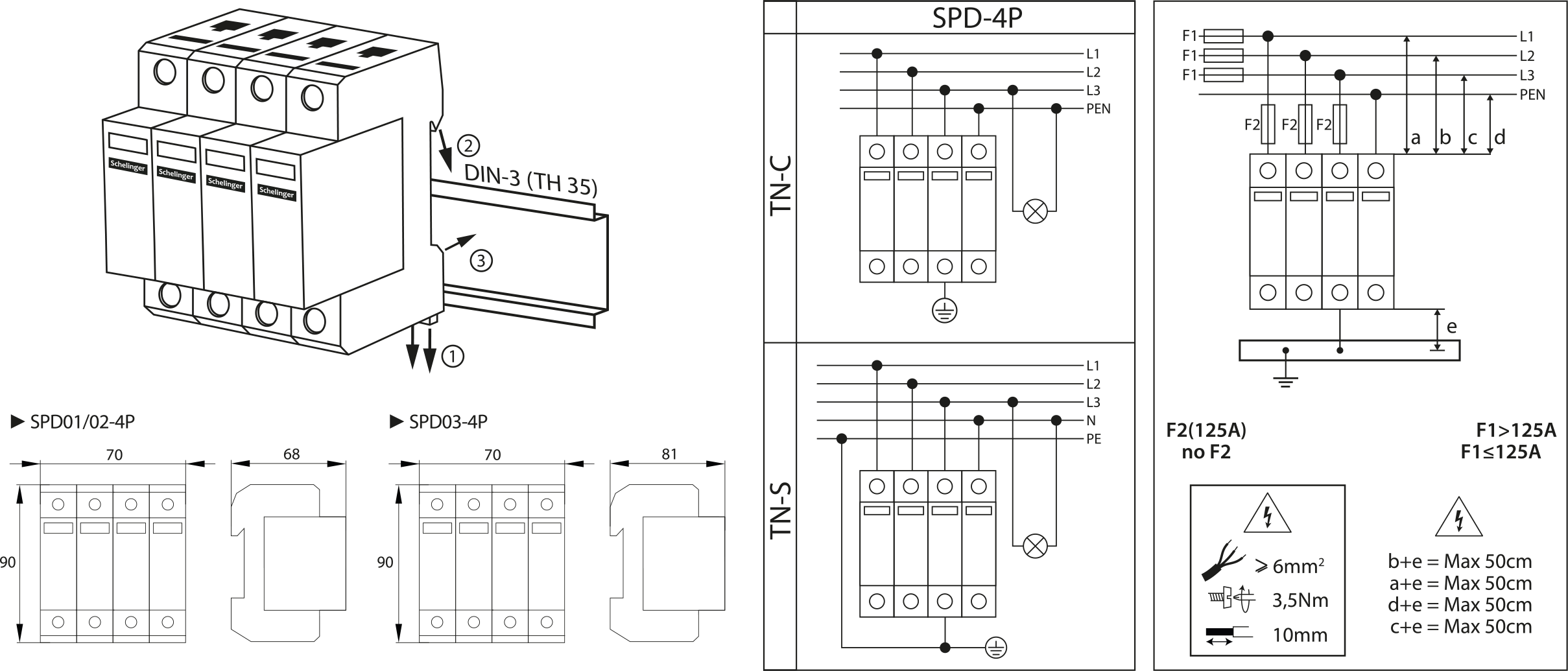 Überspannungsschutz / Blitzschutz / Photovoltaik / PV-Anlage / 4P 7kA T1+T2