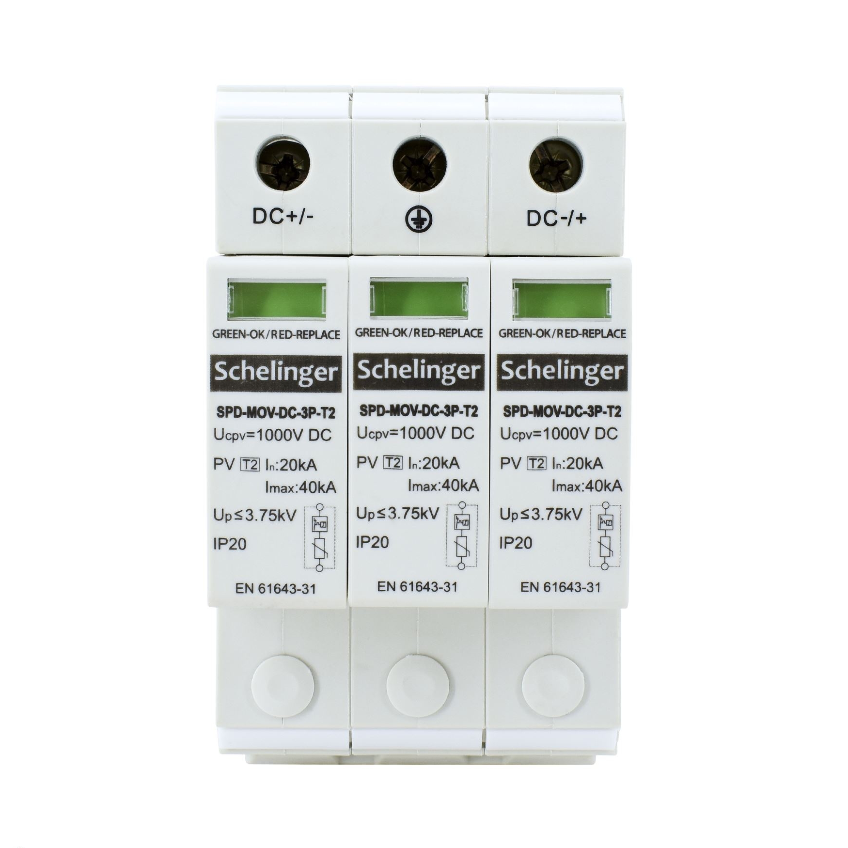 Überspannungsschutz / Blitzschutz / Photovoltaik / PV-Anlage / 3P DC 1000V T2