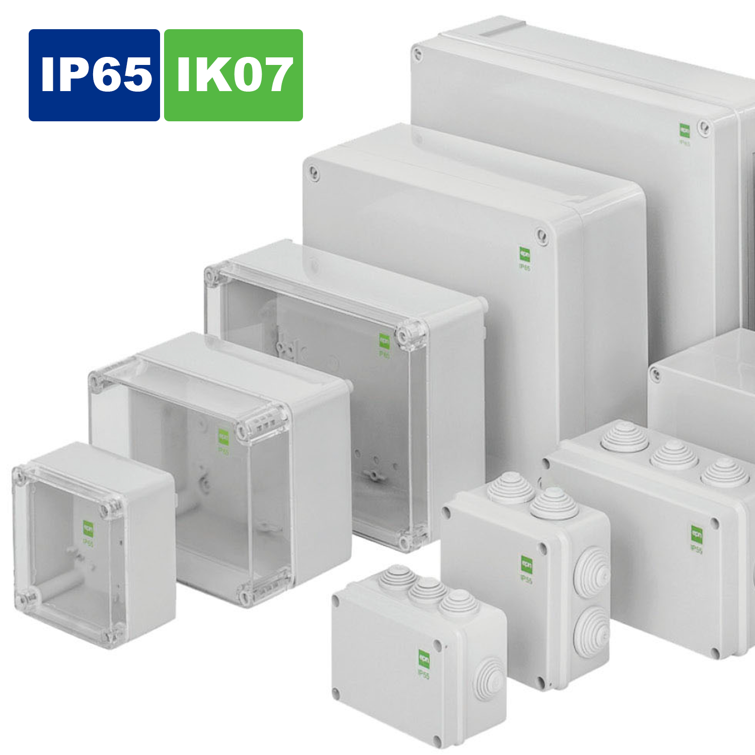 Hochwertige Abzweigdose / Industriebox / Leergehäuse / IP65 / grau mit transparenter Front