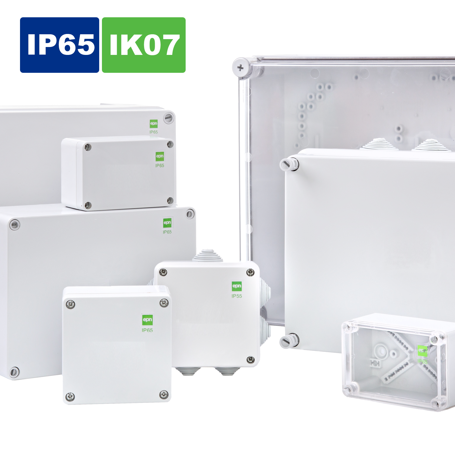 Abzweigdose / Industriebox / Leergehäuse / Schaltkasten / Verteilerkasten / IP55 / IP65 / hellgrau / transparent / wahlweise mit Dichtungen