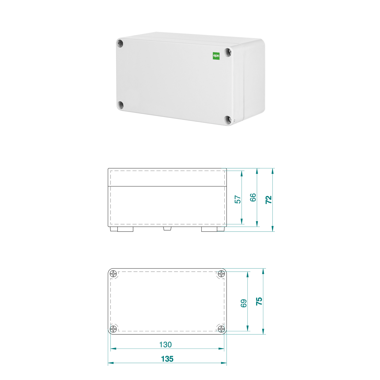 Abzweigdose / Industriebox / Leergehäuse / Schaltkasten / Verteilerkasten / IP65 / hellgrau 110 x 75 x 59 mm