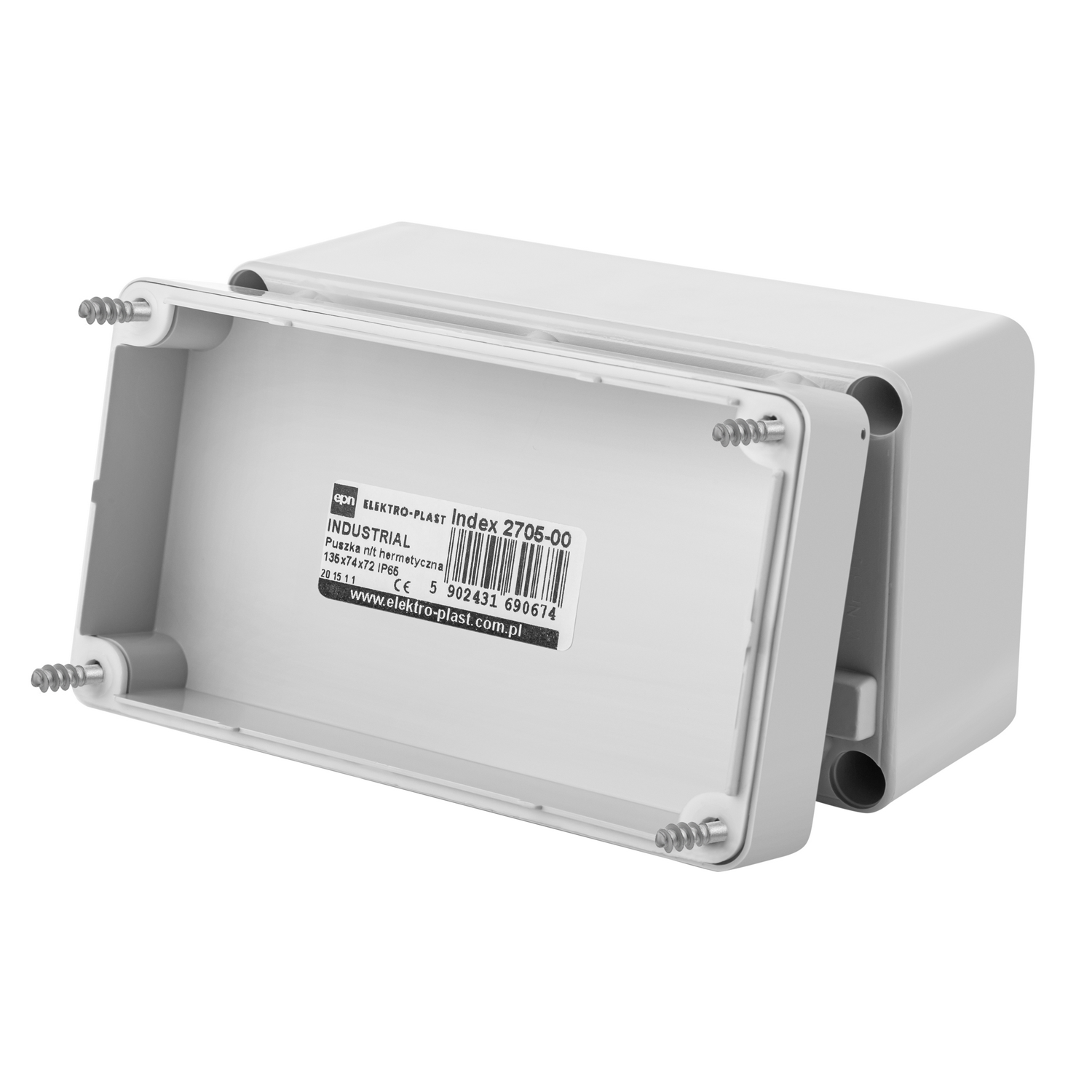 Hochwertige Abzweigdose / Industriebox / Leergehäuse / IP65 / hellgrau / Premium-Qualität / Abmessungen: 135 x 74 x 72