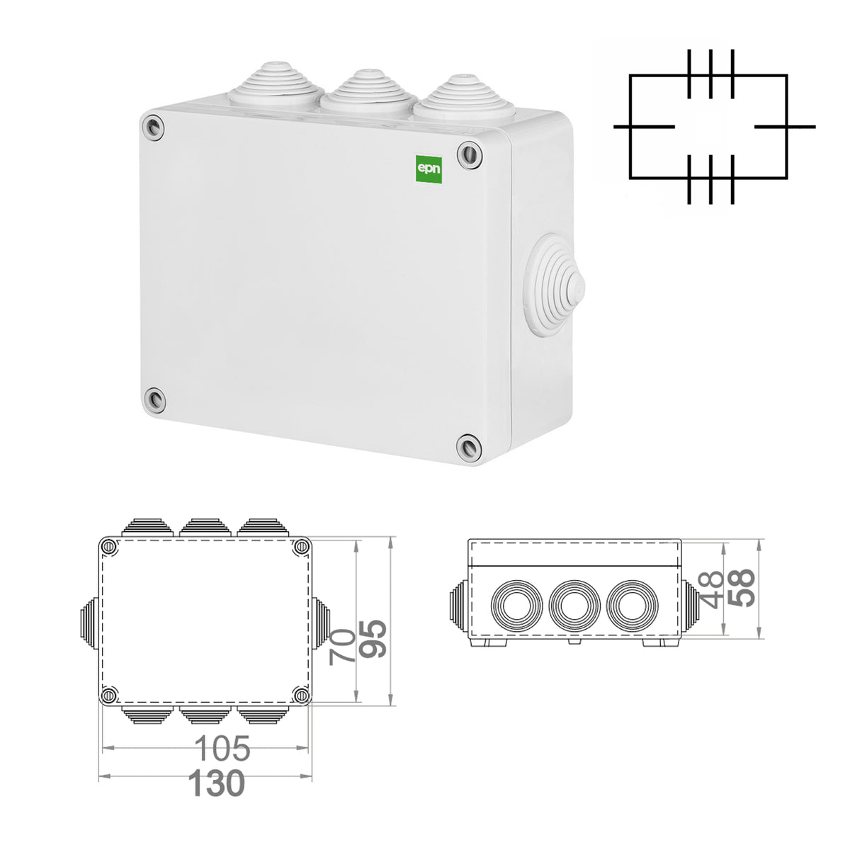 Hochwertige Abzweigdose / Industriebox / Leergehäuse / IP65 / grau mit Dichtungen / Premium-Qualität / 130x95x58 mm (8)