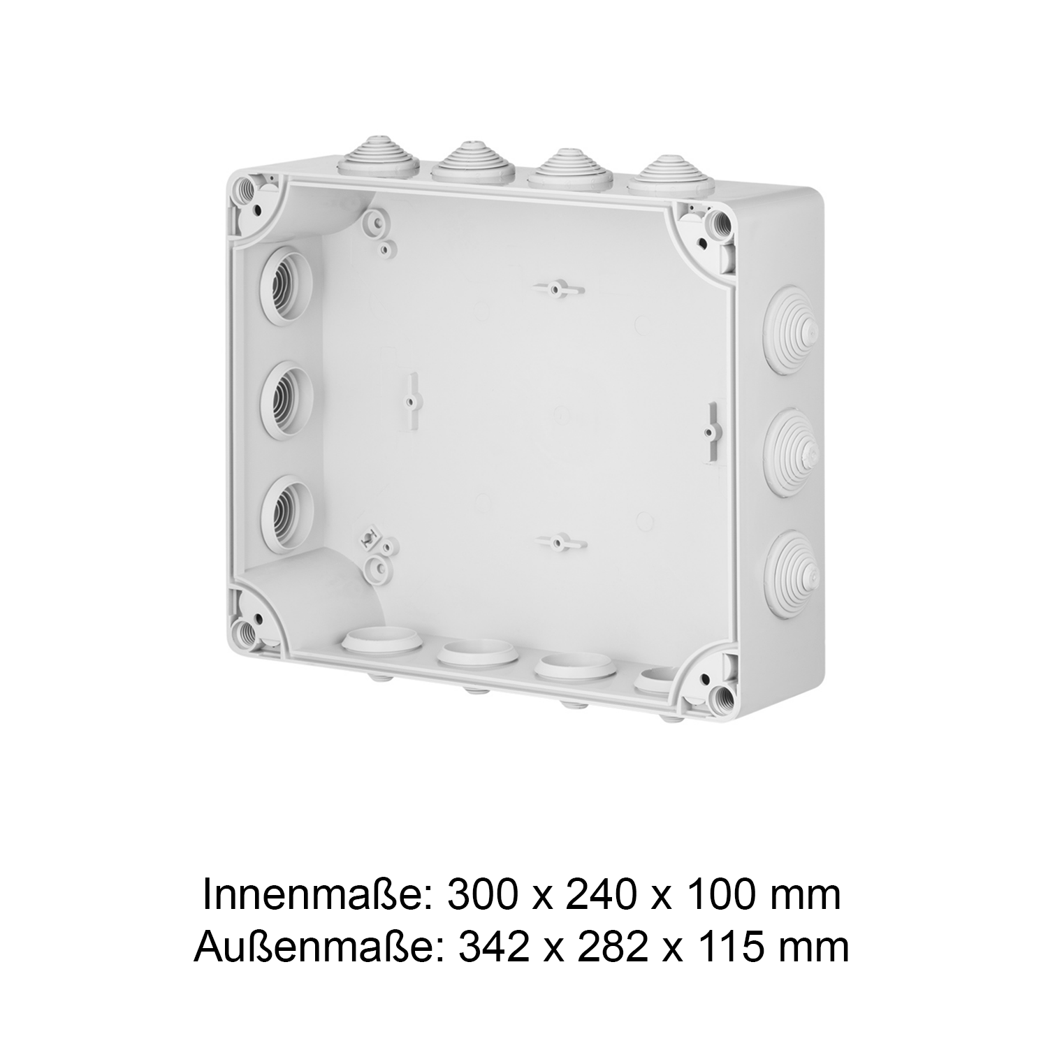 Hochwertige Abzweigdose / Industriebox / Leergehäuse / IP65 / grau mit Dichtungen / Premium-Qualität / 342x282x115 mm (14)