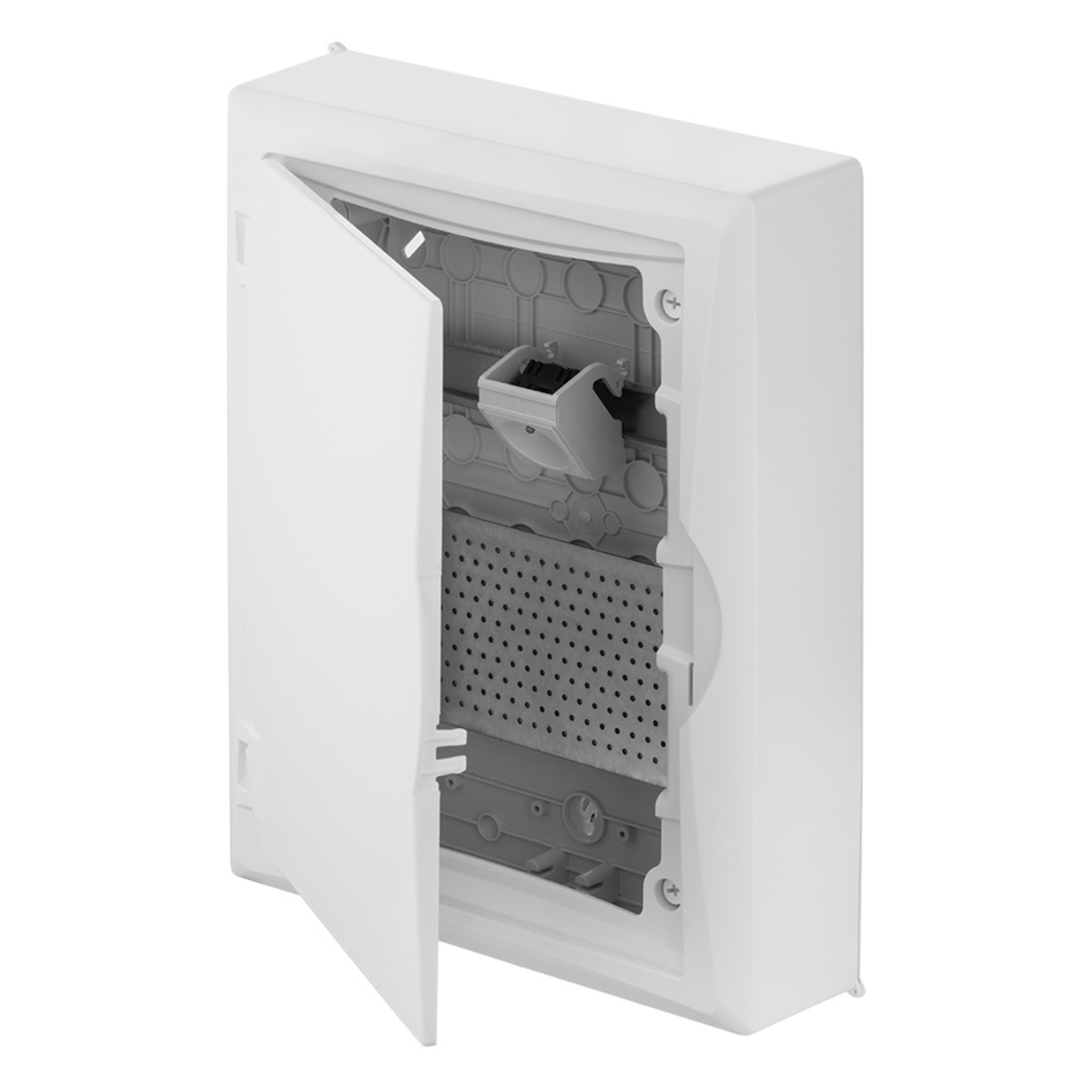 Aufputz / Verteilerkasten / Multimedia Montageplatte / mit Steckdose / Hutschiene / weiß oder transparente Tür 360 x 434 x 105 mm / weiß