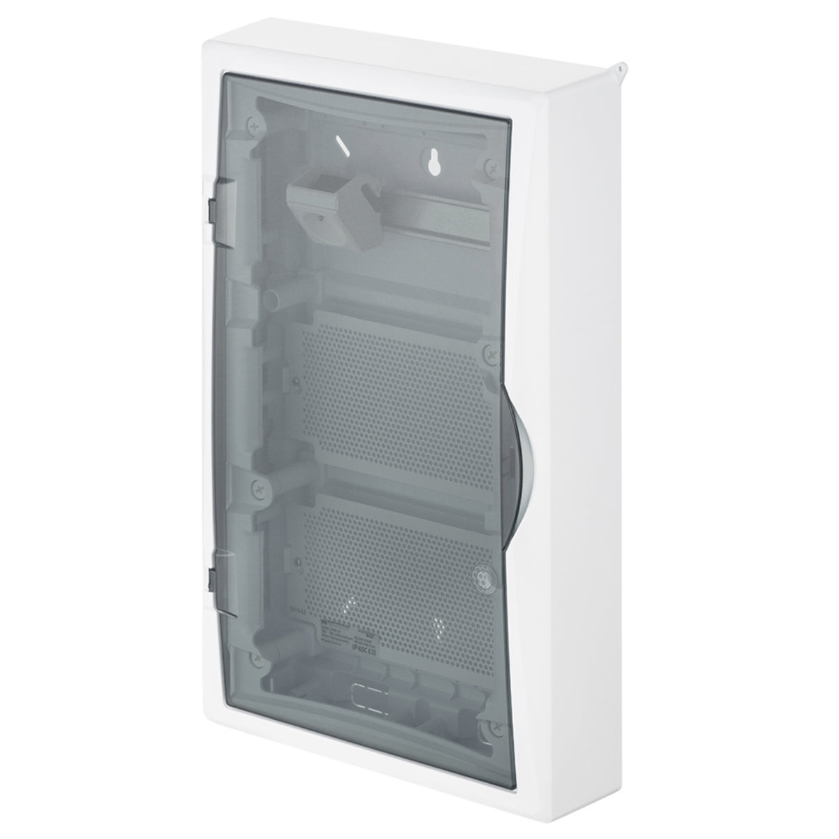 Aufputz / Verteilerkasten / Multimedia Montageplatte / mit Steckdose / Hutschiene / weiß oder transparente Tür 354 x 560 x 107 mm / transparent