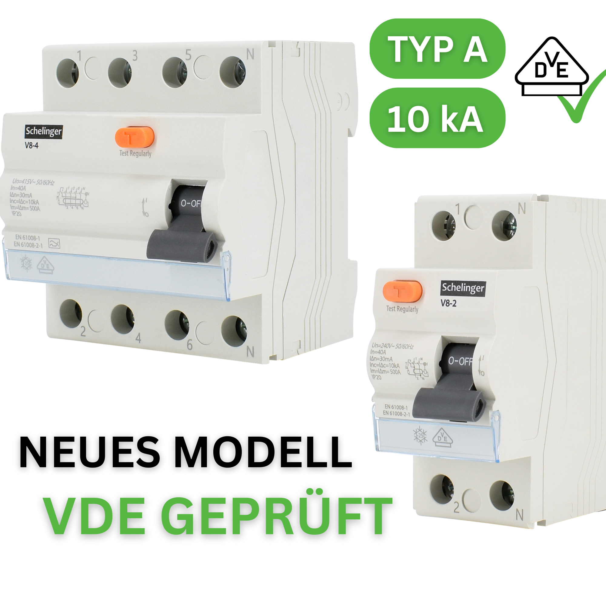 Schelinger Fehlerstromschutzschalter / FI-Schalter / 2-Polig oder 4-Polig / 30mA / 25A / 40A / 63A / VDE geprüft