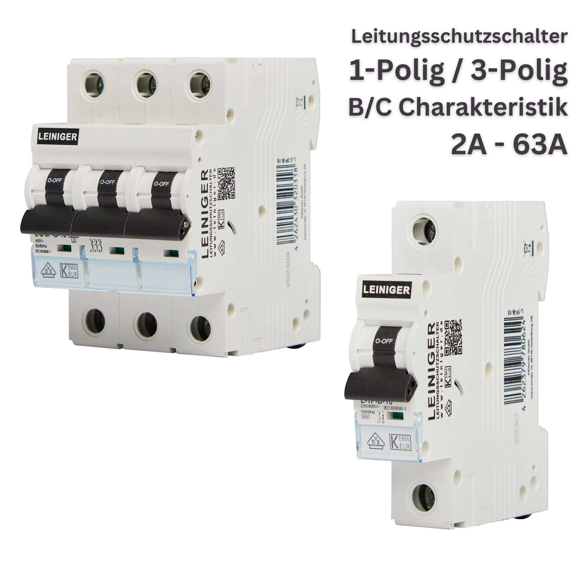 Leiniger Leitungsschutzschalter / LS-Schalter / Sicherungsautomat / 10 kA / 2A - 63A B / C / 1-polig / 3-polig