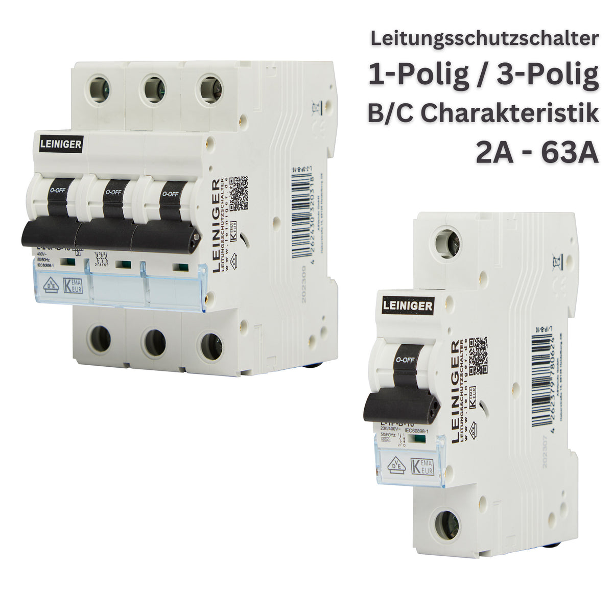 Leiniger Leitungsschutzschalter / LS-Schalter / 1-Polig / 3-Polig / B / C / 10 kA / 2A-63A / VDE geprüft