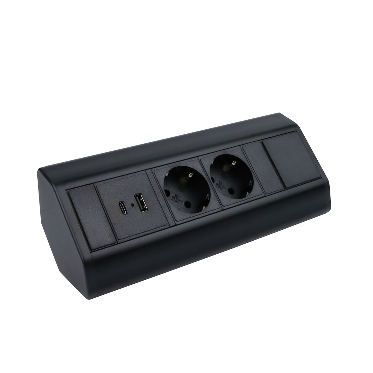 Moderne Tischsteckdose / Schreibtischsteckdose / Einbausteckdose / 3-fach / 2-fach + 1x USB A + 1x USB C / mit 1.8 m Kabel / modernes schwarz