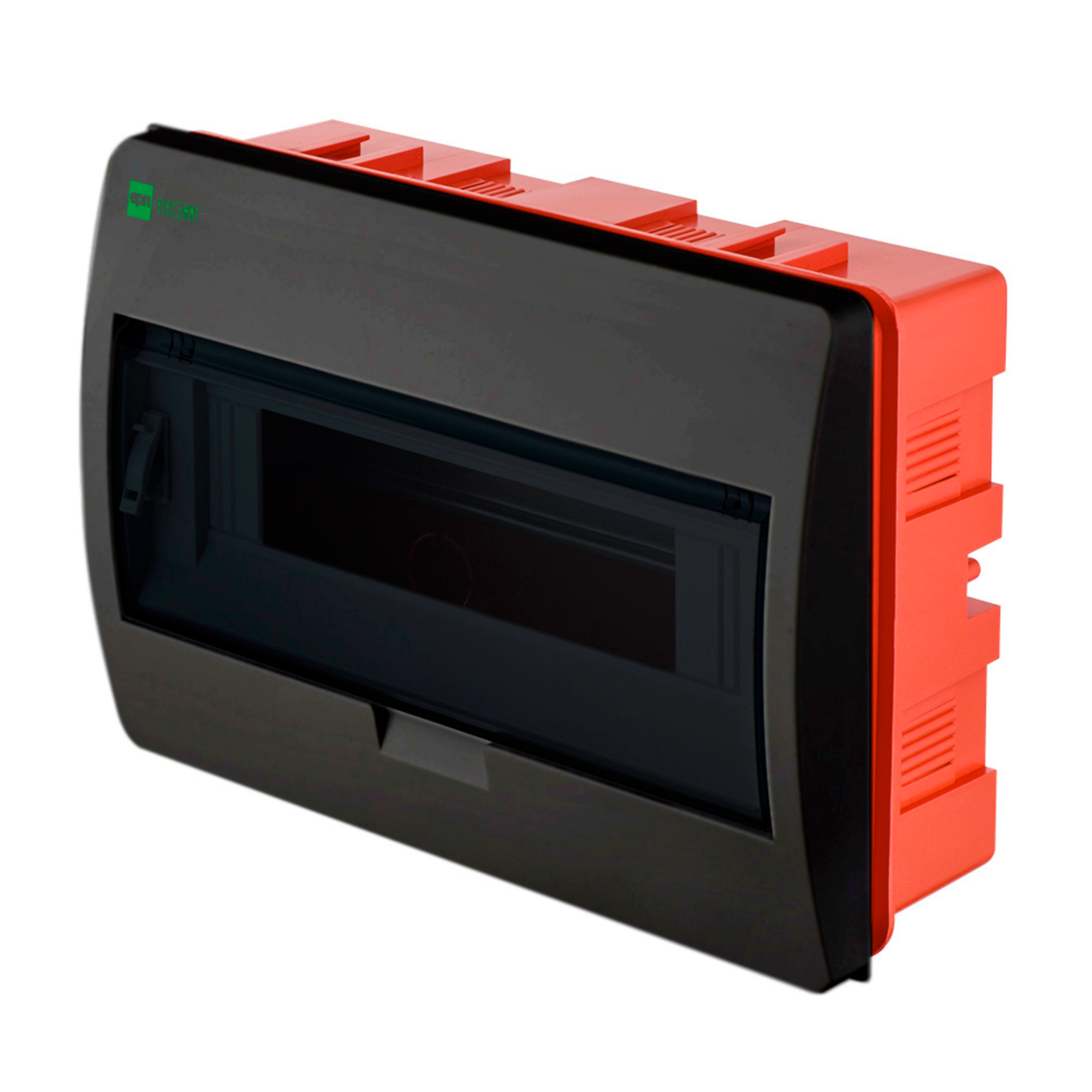 Aufputz und Unterputz / Sicherungskasten / Verteilerkasten / IP 40 / 1-Reihig für 12 Module / mit PE-/N-Klemmen / modernes schwarz