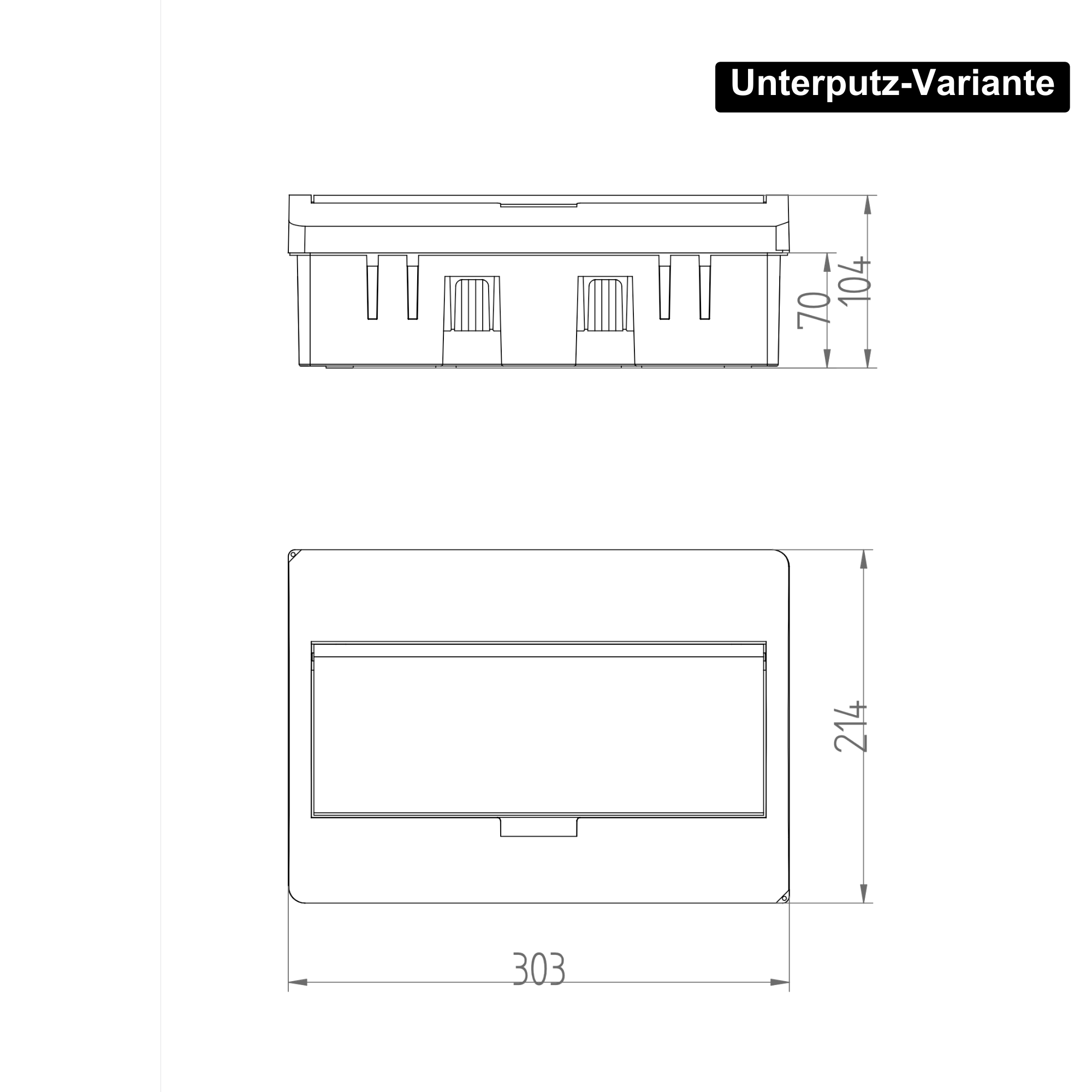 Aufputz und Unterputz / Sicherungskasten / Verteilerkasten / IP 40 / 1-Reihig für 12 Module / mit PE-/N-Klemmen / modernes schwarz