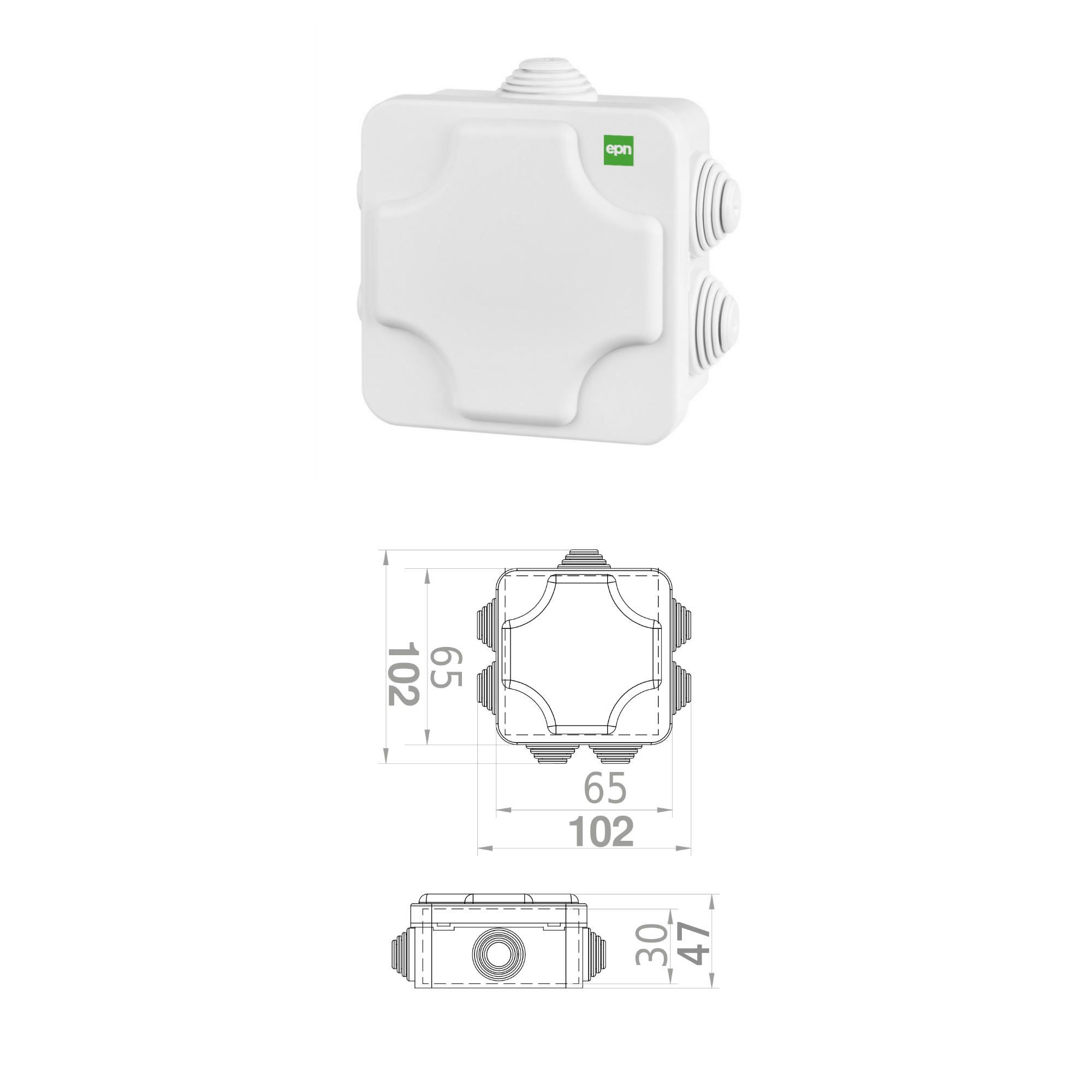 Hochwertige Abzweigdose / Industriebox / Leergehäuse / IP65 / grau mit Dichtungen / Premium-Qualität / 102x102x47 mm (7)