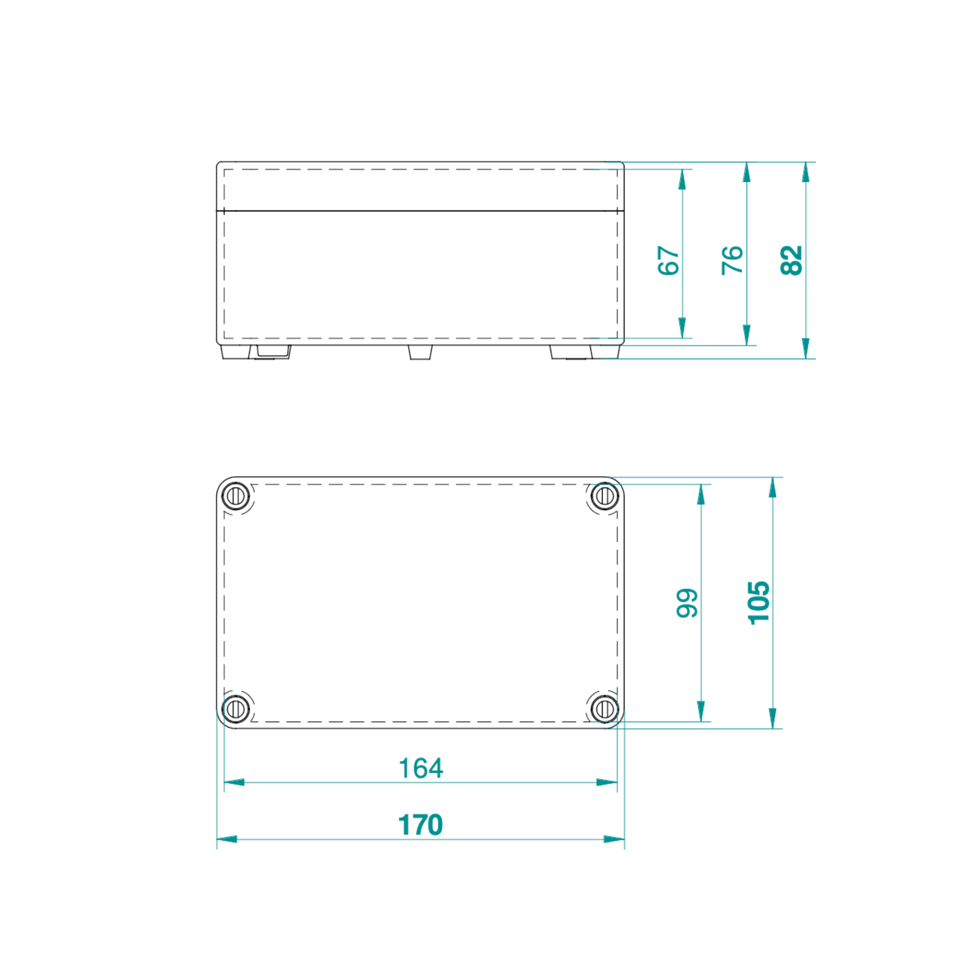 Hochwertige Abzweigdose / Industriebox / Leergehäuse / IP65 / grau mit transparenter Front / 170 x 105 x 82 mm