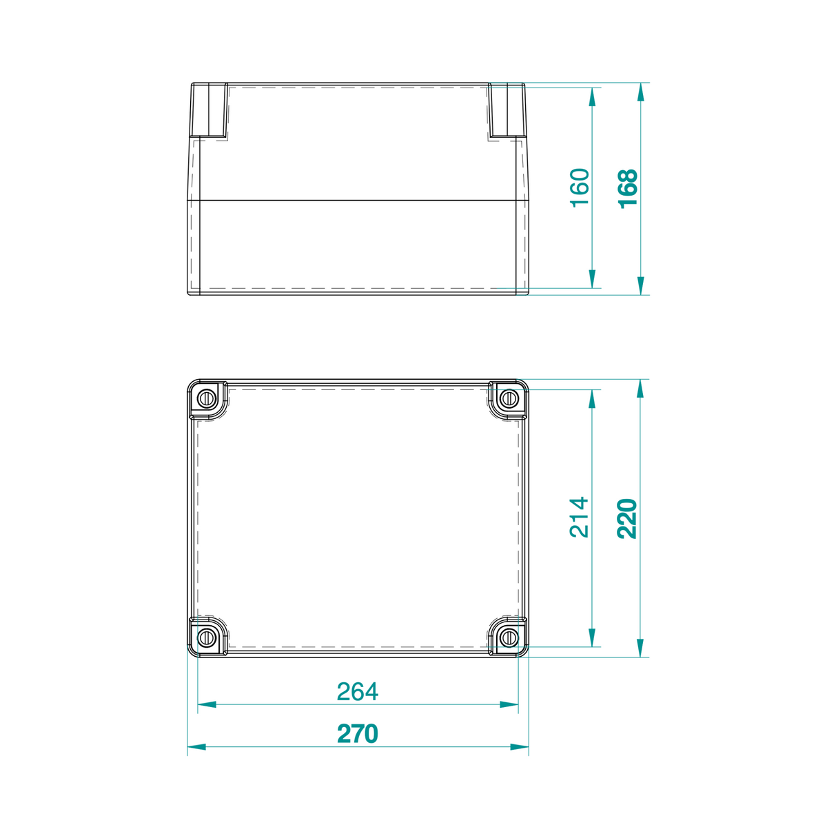 Hochwertige Abzweigdose / Industriebox / Leergehäuse / IP65 / grau mit transparenter Front / 270 x 220 x 168 mm