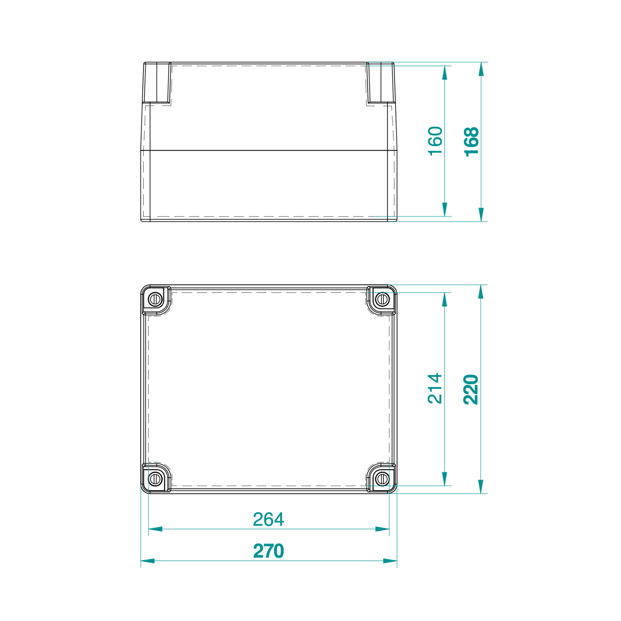 Hochwertige Abzweigdose / Industriebox / Leergehäuse / IP65 / grau mit transparenter Front / 270 x 220 x 168 mm