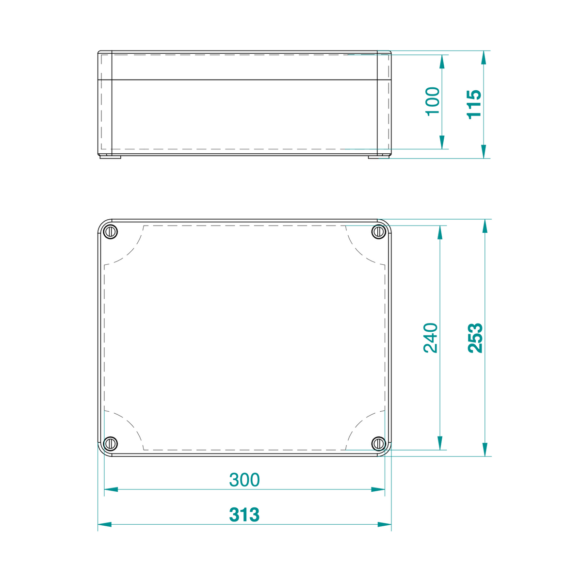 Hochwertige Abzweigdose / Industriebox / Leergehäuse / IP65 / grau mit transparenter Front / 313 x 253 x 115 mm