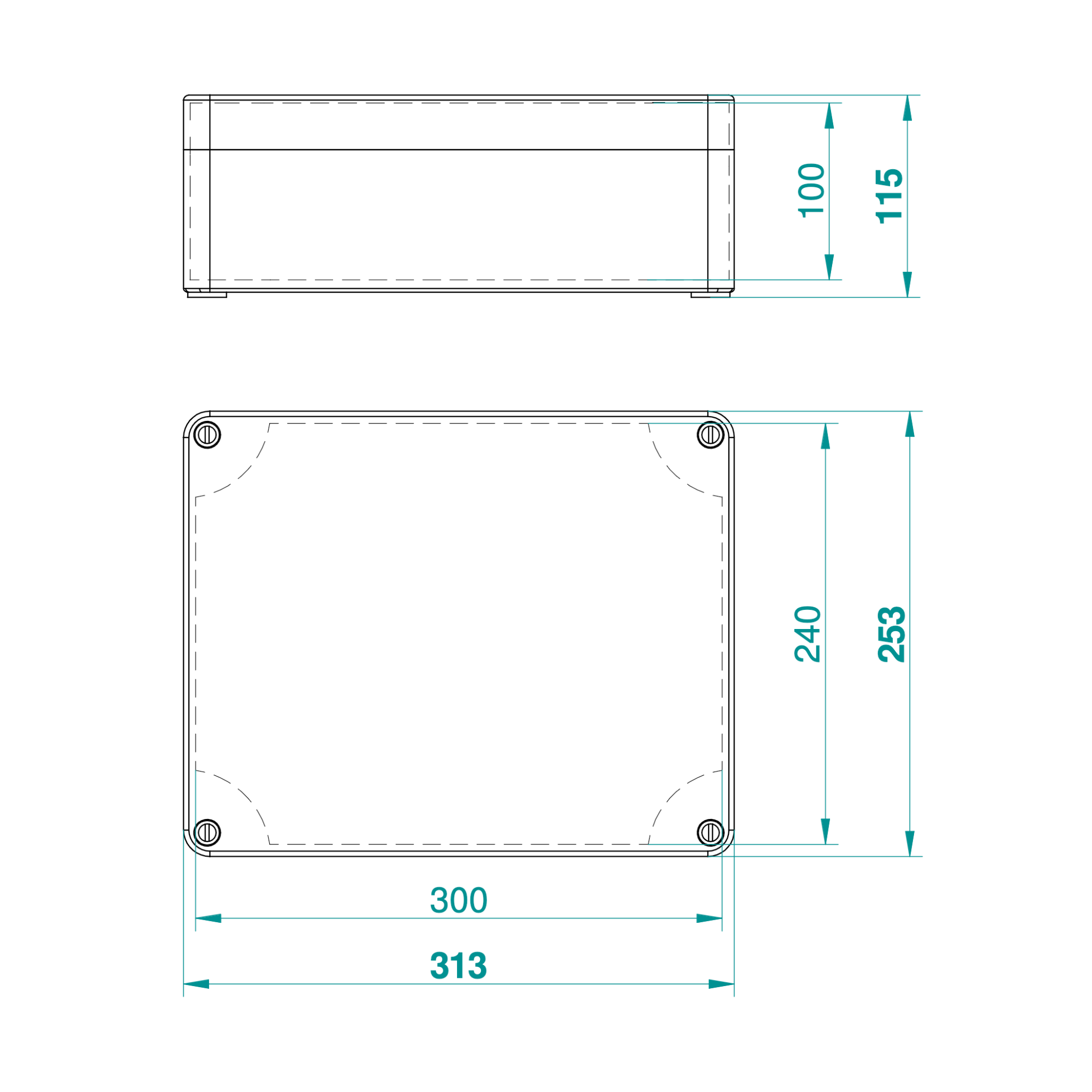 Hochwertige Abzweigdose / Industriebox / Leergehäuse / IP65 / grau mit transparenter Front / 313 x 253 x 115 mm